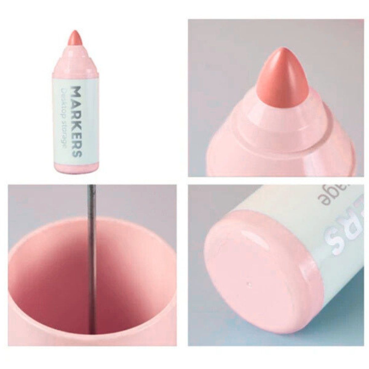 ELMEJORPRECIO - Organizador de Escritorio Lapiceros Modelo Plumón Rosado