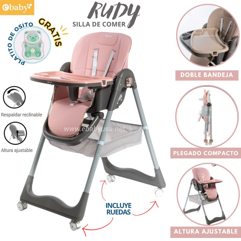 EBABY - Silla de comer Plegable Rudy Rosado