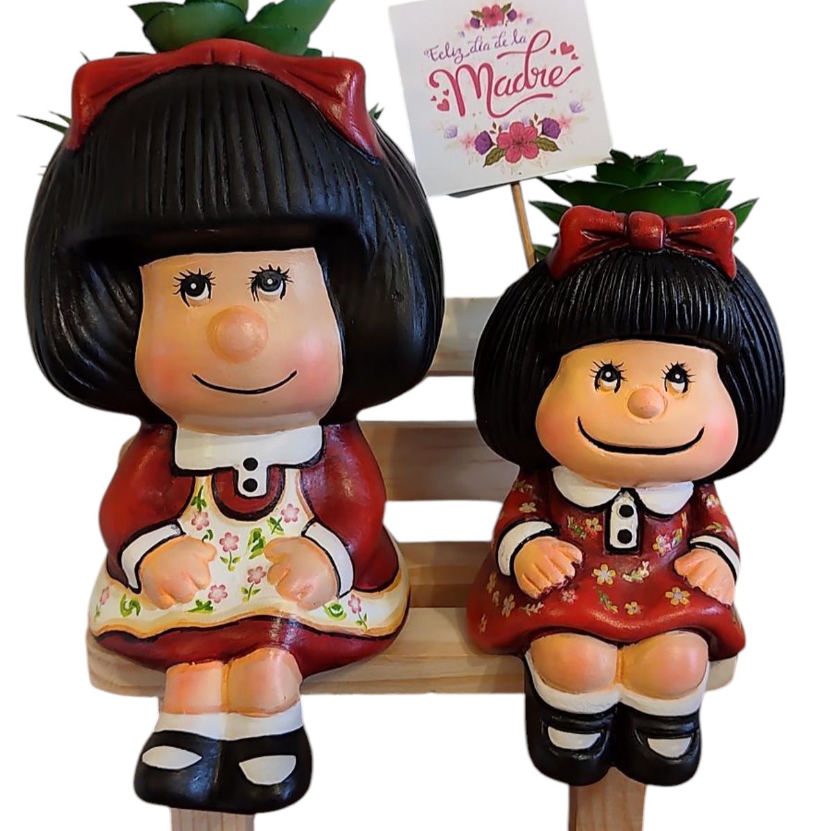 GENERICO - Regalo Maceta Mafalda Pintada a Mano + Banquita