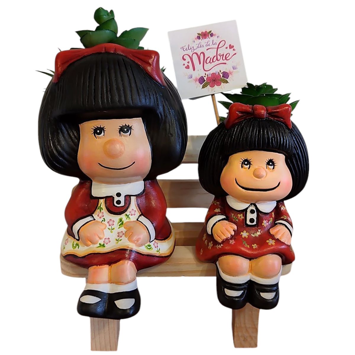 GENERICO - Regalo Maceta Mafalda Pintada a Mano + Banquita