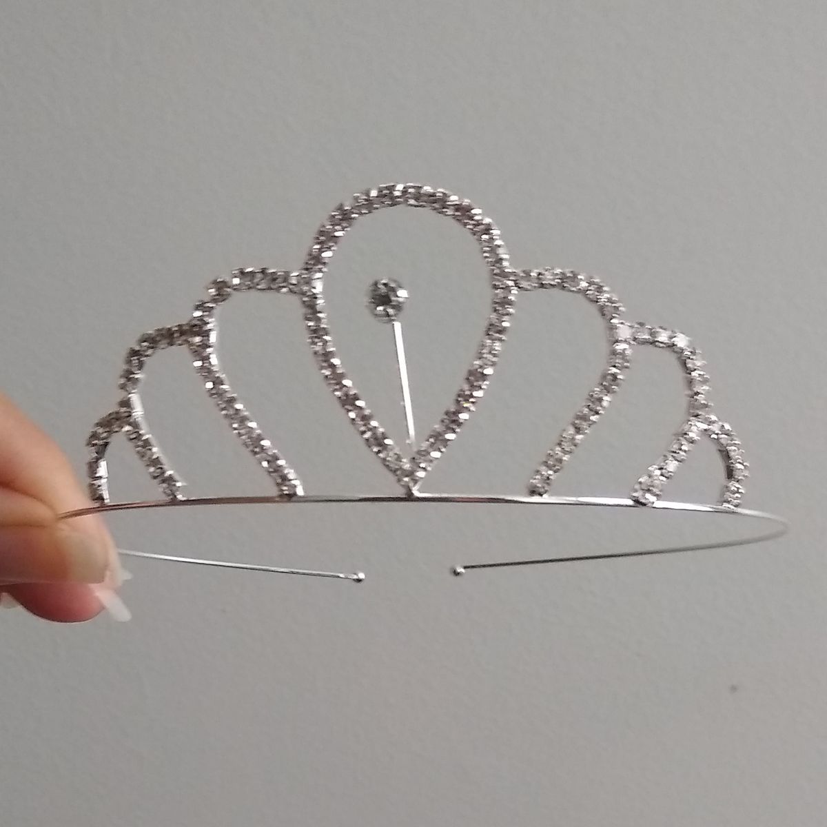 GENERICO - Corona tiara diadema plateada cumpleaños princesa brillo