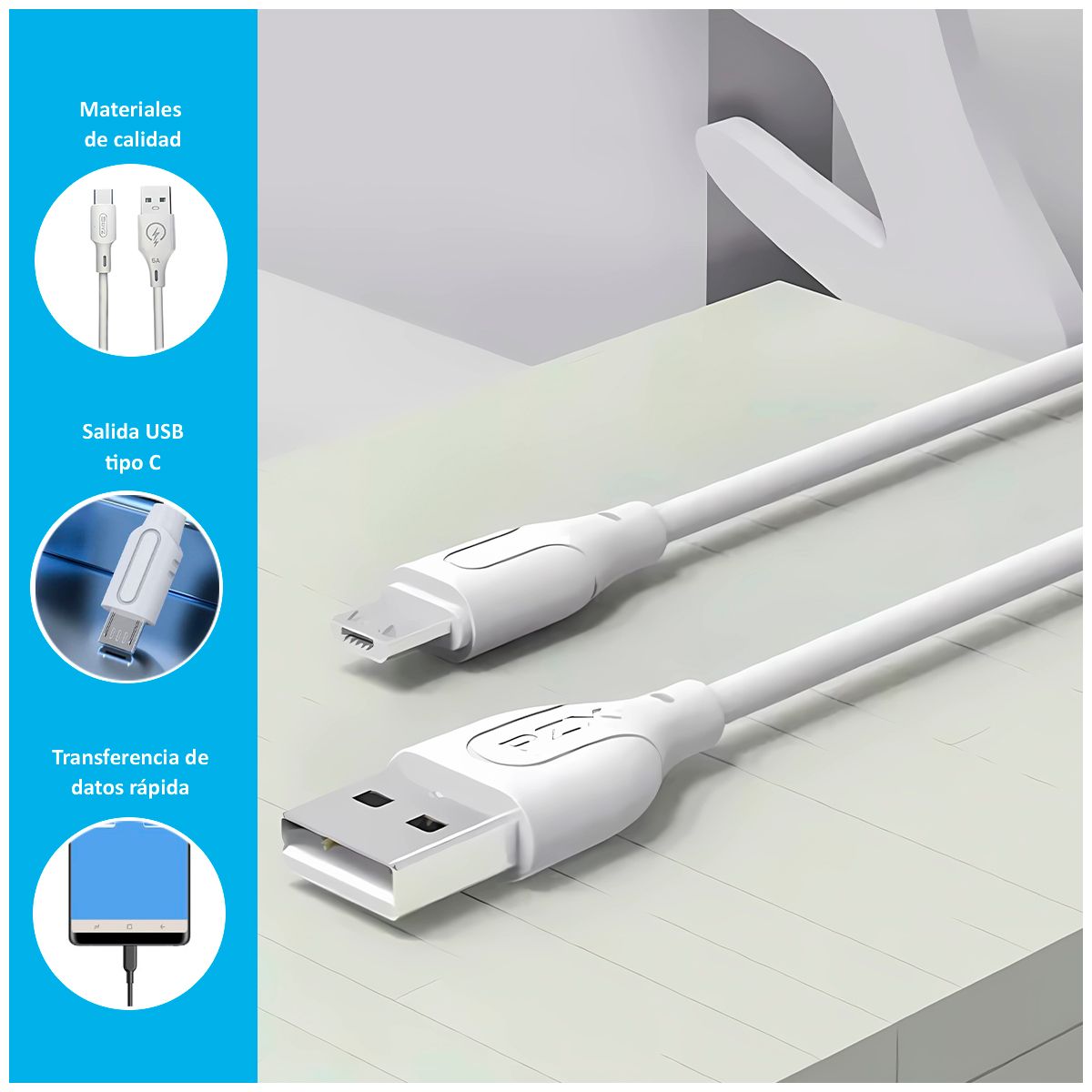 GENERICO - Cable Carga Rápida X2 de 66W con Entrada USB-C de 25cm