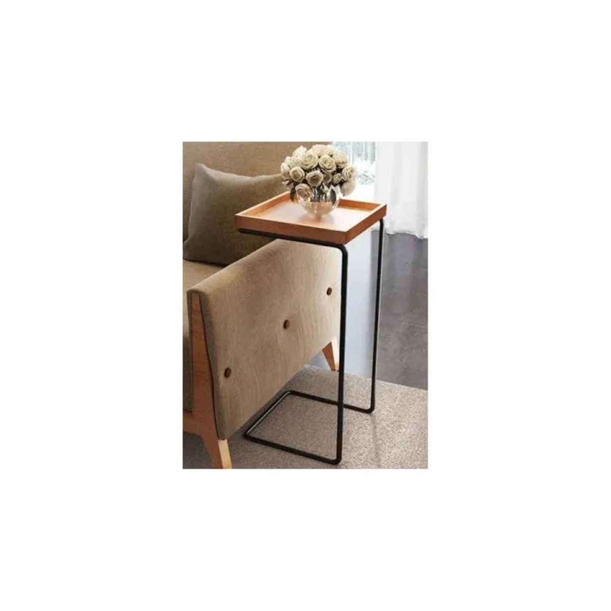 R&R MUEBLES - Mesa Lateral Amamiya Marrón R&R MUEBLES