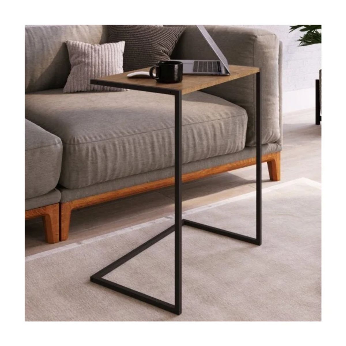 R&R MUEBLES - Mesa Lateral Kiriyama Negro y Marrón R&R MUEBLES