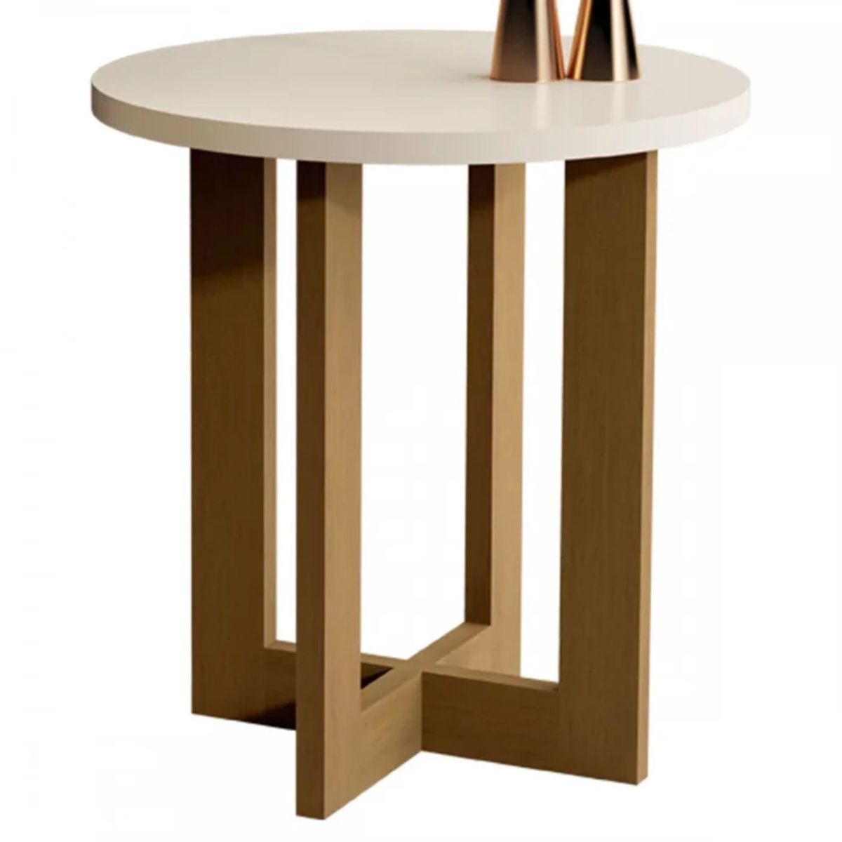 R&R MUEBLES - Mesa Lateral Sakurako Blanco y Marrón R&R MUEBLES