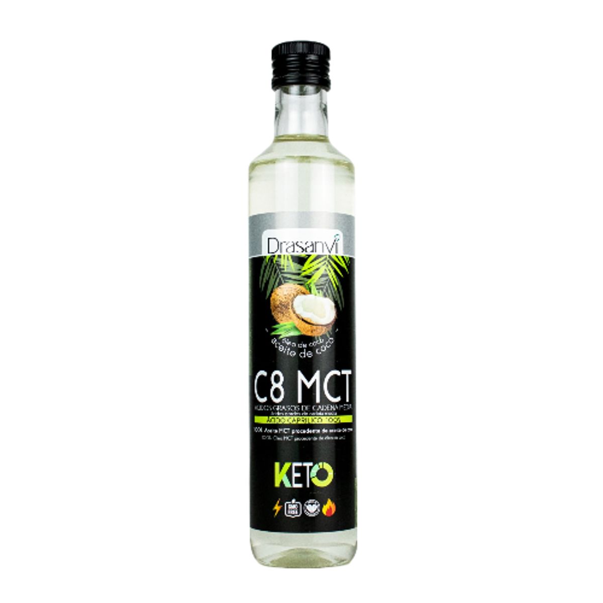 DRASANVI - Aceite Puro de Coco MCT C8 KETO 500 ml
