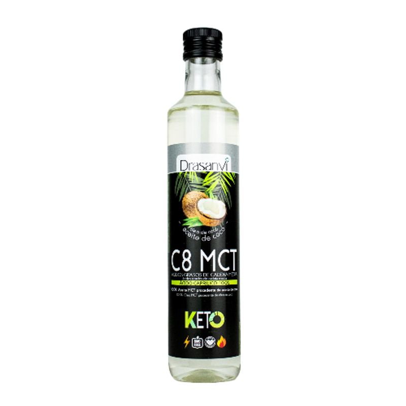 DRASANVI - Aceite Puro de Coco MCT C8 KETO 500 ml