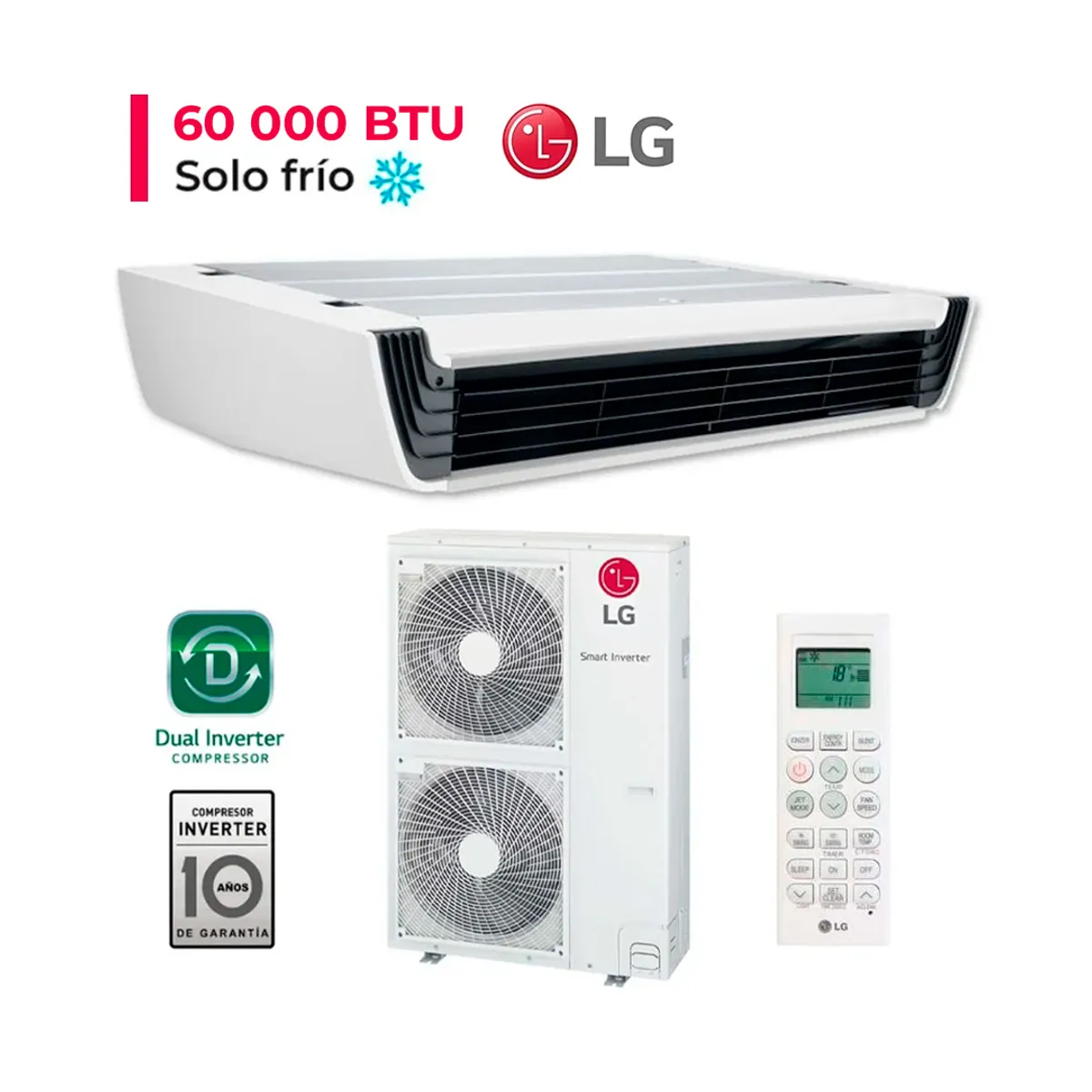 LG - Aire Acondicionado LG Techo 60000 Btu Dual Inverter Frío Solo
