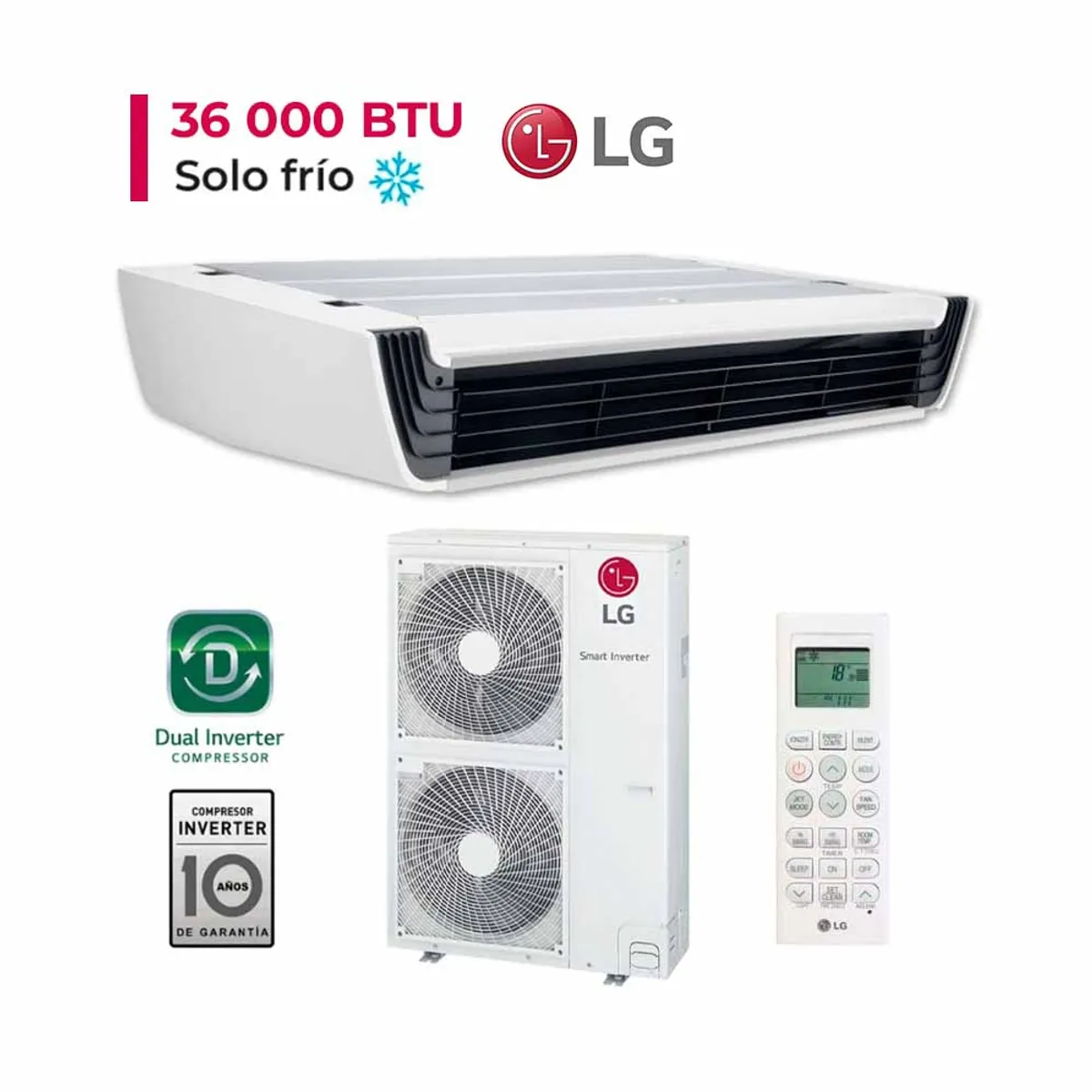 LG - Aire Acondicionado LG Techo 36000 Btu Dual Inverter Frío Solo