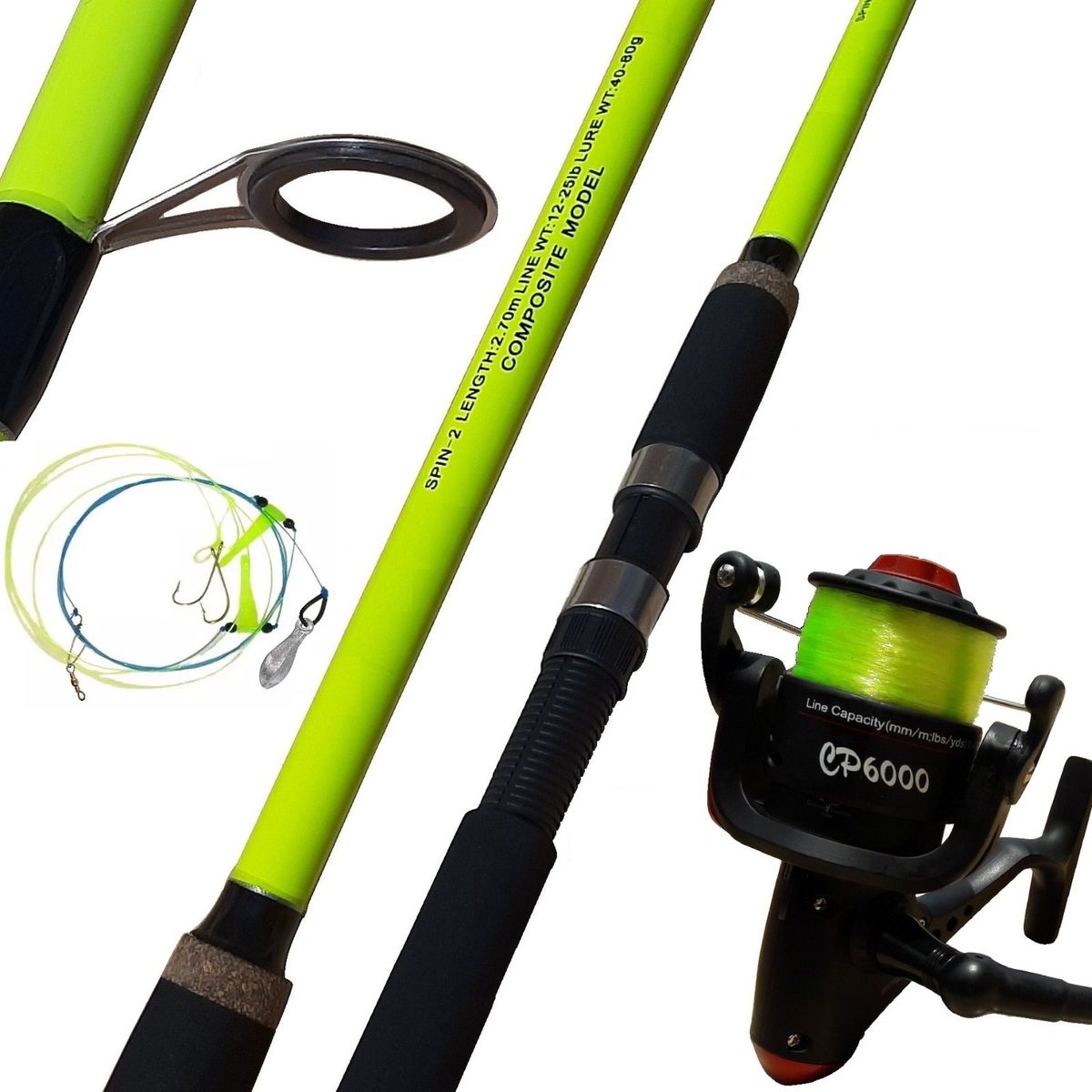 GENERICO - EQUIPO DE PESCA SPINNING CAÑA 2.70 M Y CARRETE 6000