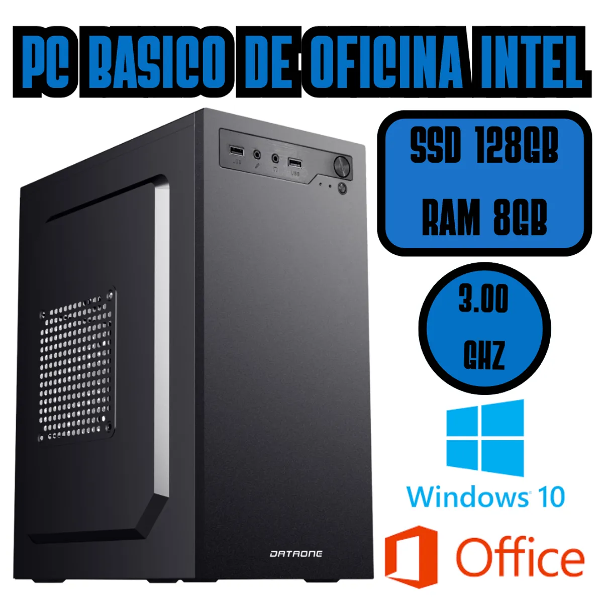 INTEL - COMPUTADORA BASICA DE OFICINA INTEL 3GHZ SSD 128GB RAM 8GB