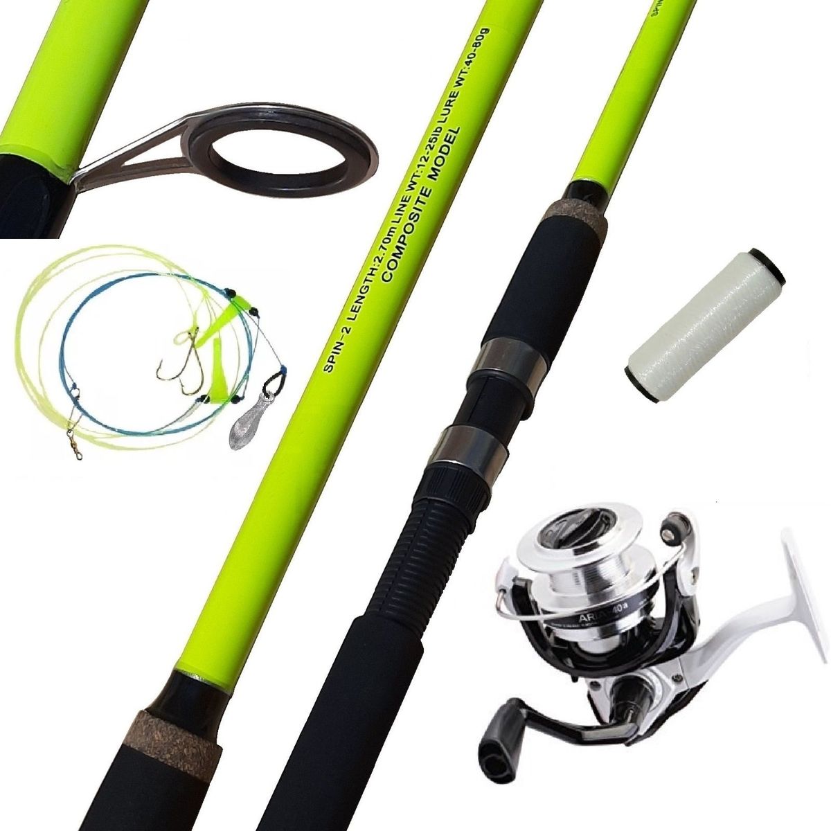 GENERICO - EQUIPO DE PESCA SPINNING CAÑA 2.70 M Y CARRETE 4500