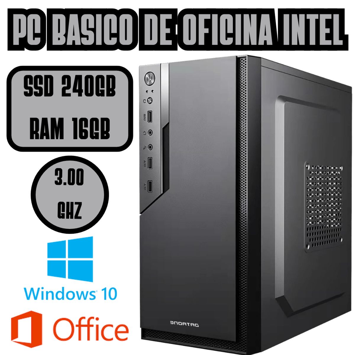 INTEL - COMPUTADORA BASICA PARA OFICINA INTEL 3GHZ SSD 240GB RAM 16GB