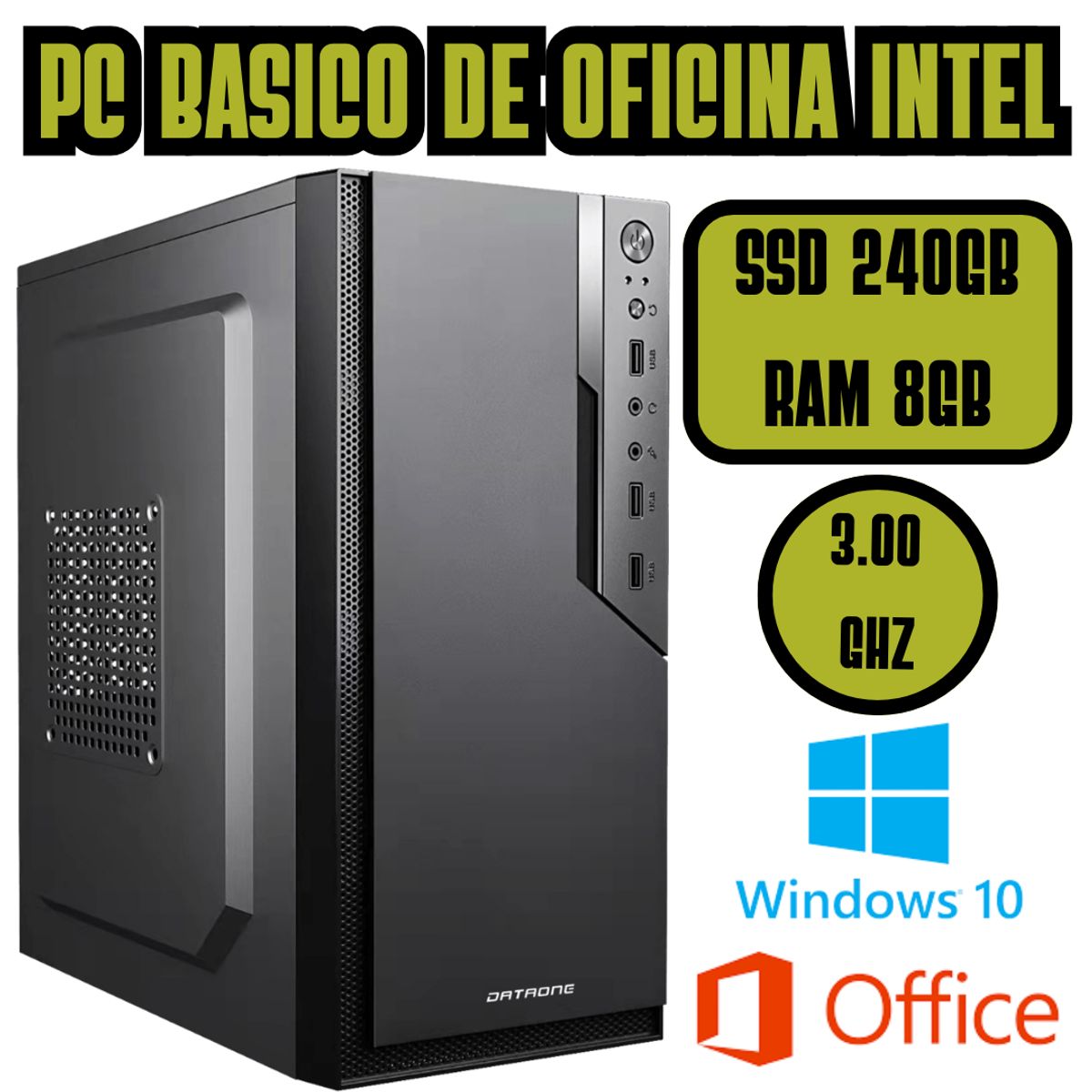 INTEL - COMPUTADORA BASICA DE OFICINA INTEL 3GHZ SSD 240GB RAM 8GB