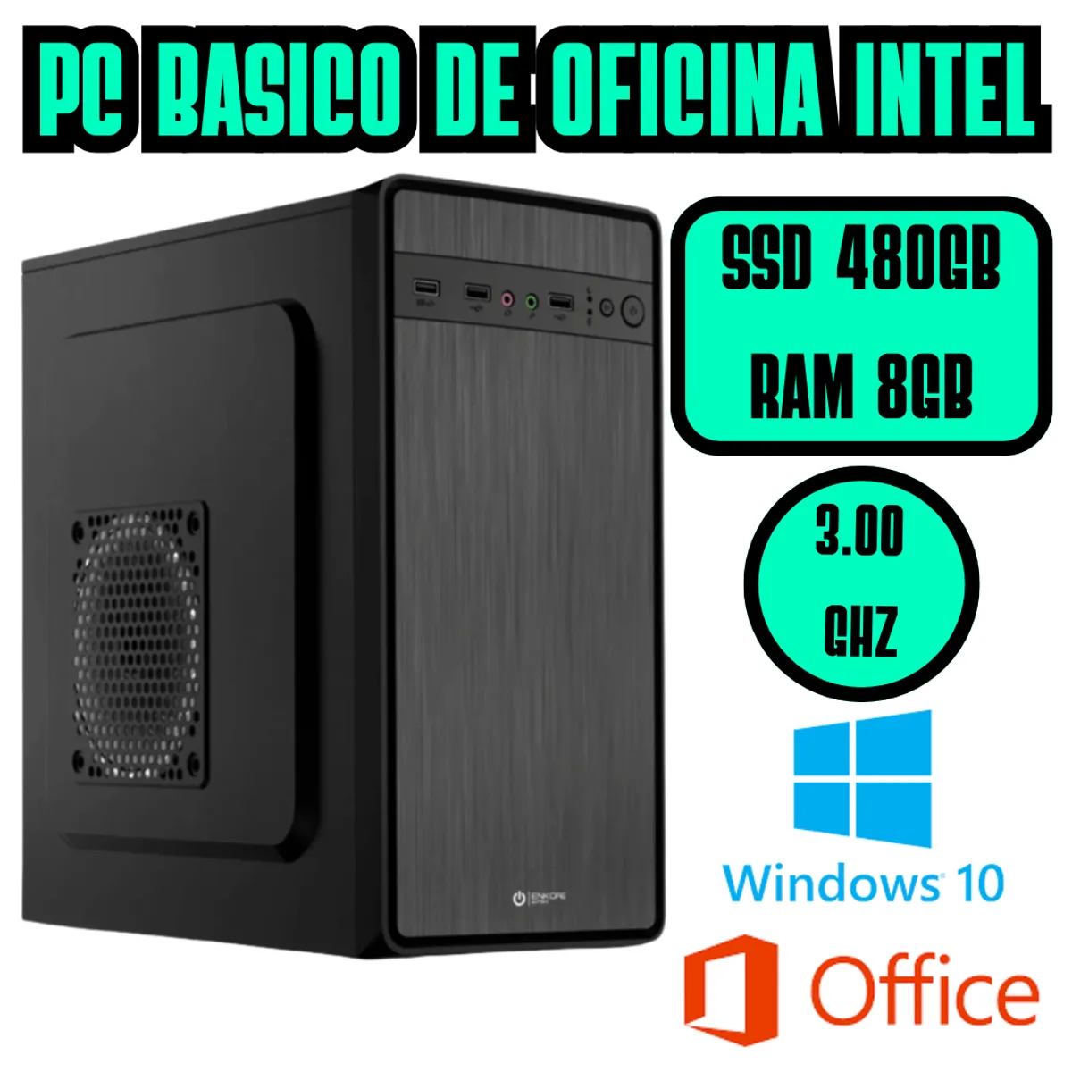 INTEL - COMPUTADORA BASICA DE OFICINA INTEL 3GHZ SSD 500GB RAM 8GB
