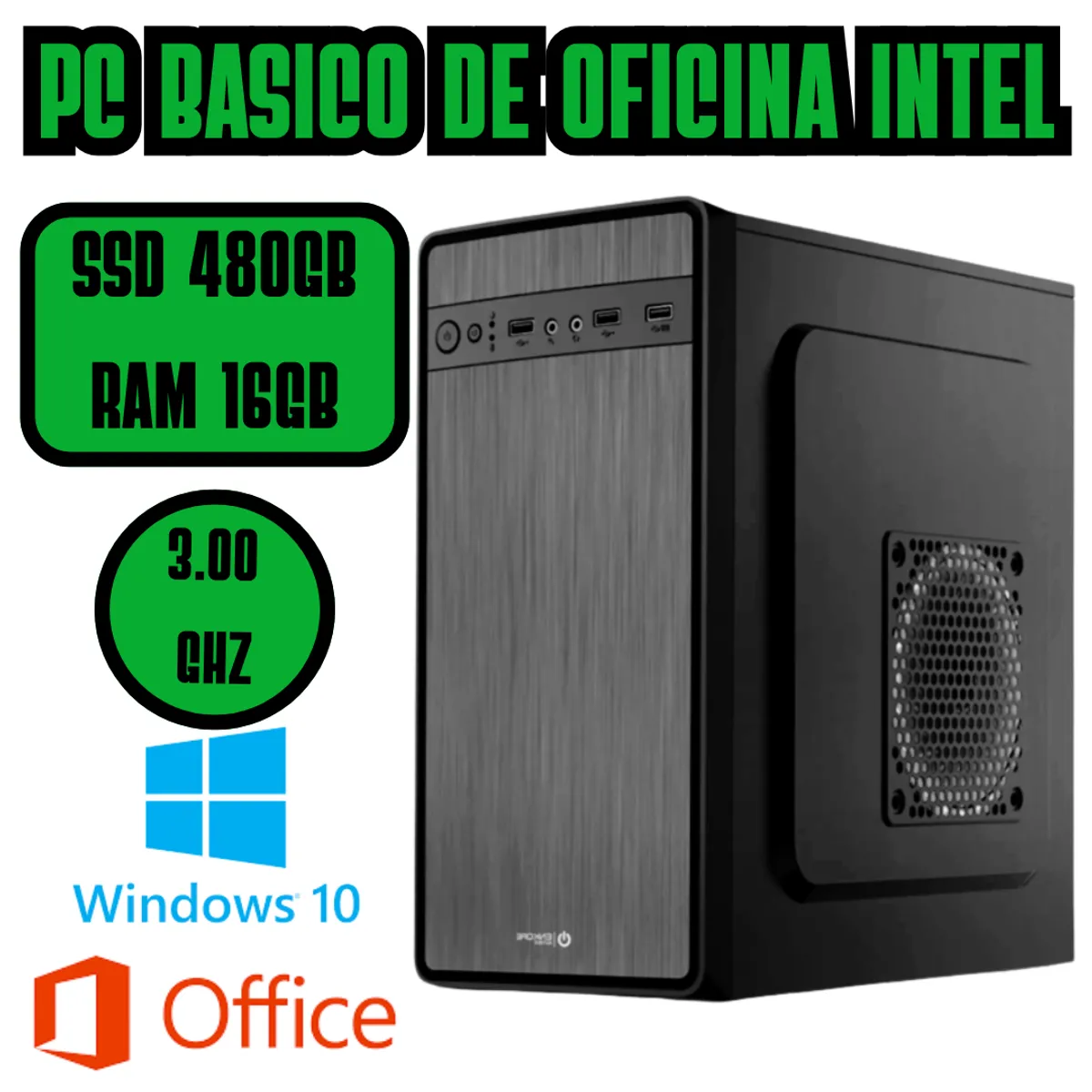 INTEL - COMPUTADORA BASICA DE OFICINA INTEL 3GHZ SSD 480GB RAM 16GB