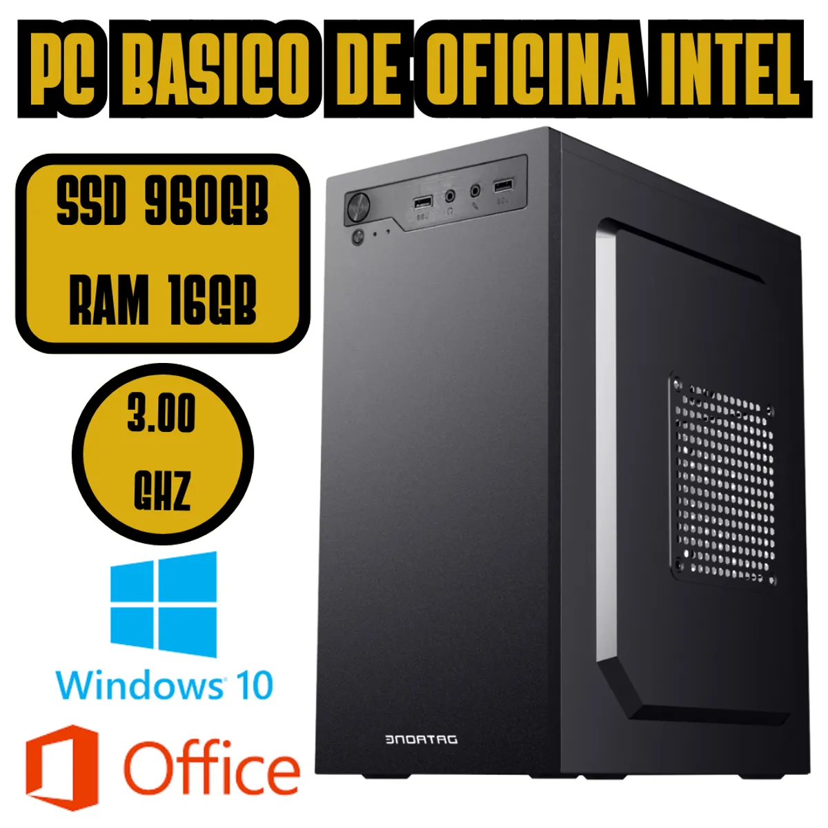 INTEL - COMPUTADORA BASICA PARA OFICINA INTEL 3GHZ SSD 960GB RAM 16GB