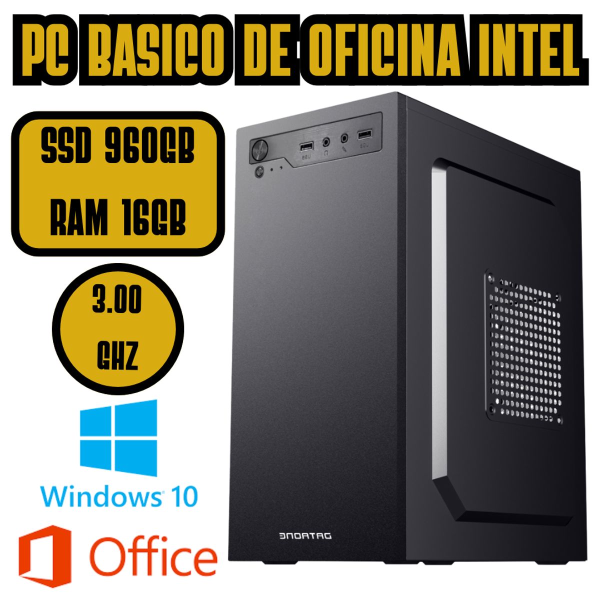 INTEL - COMPUTADORA BASICA PARA OFICINA INTEL 3GHZ SSD 960GB RAM 16GB