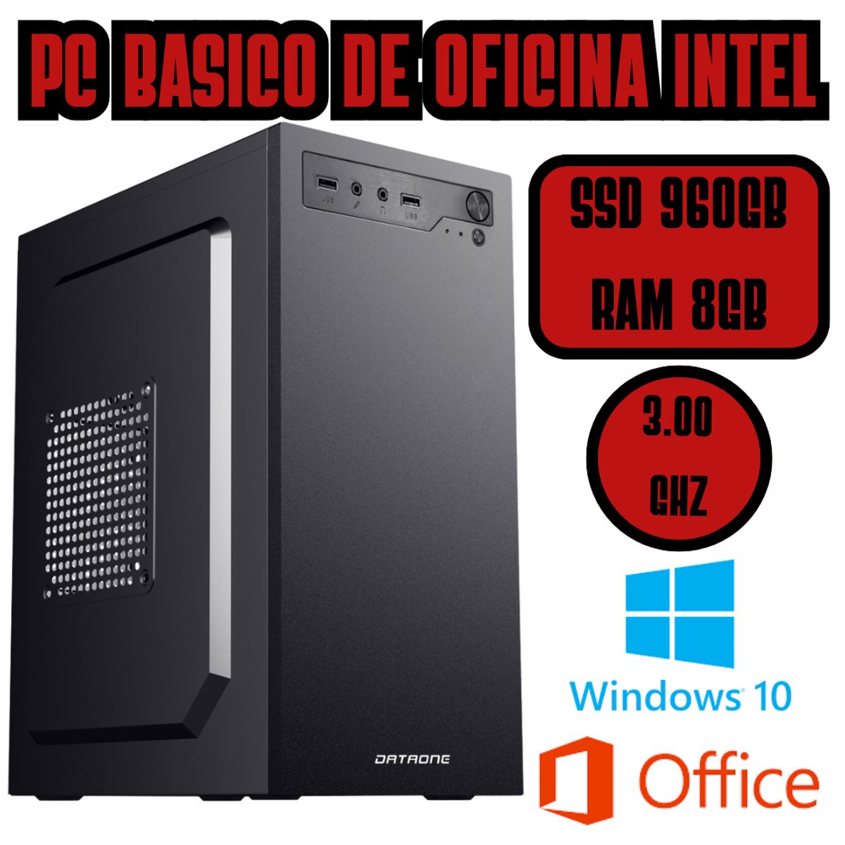 INTEL - COMPUTADORA BASICA DE OFICINA INTEL 3GHZ SSD 960GB RAM 8GB
