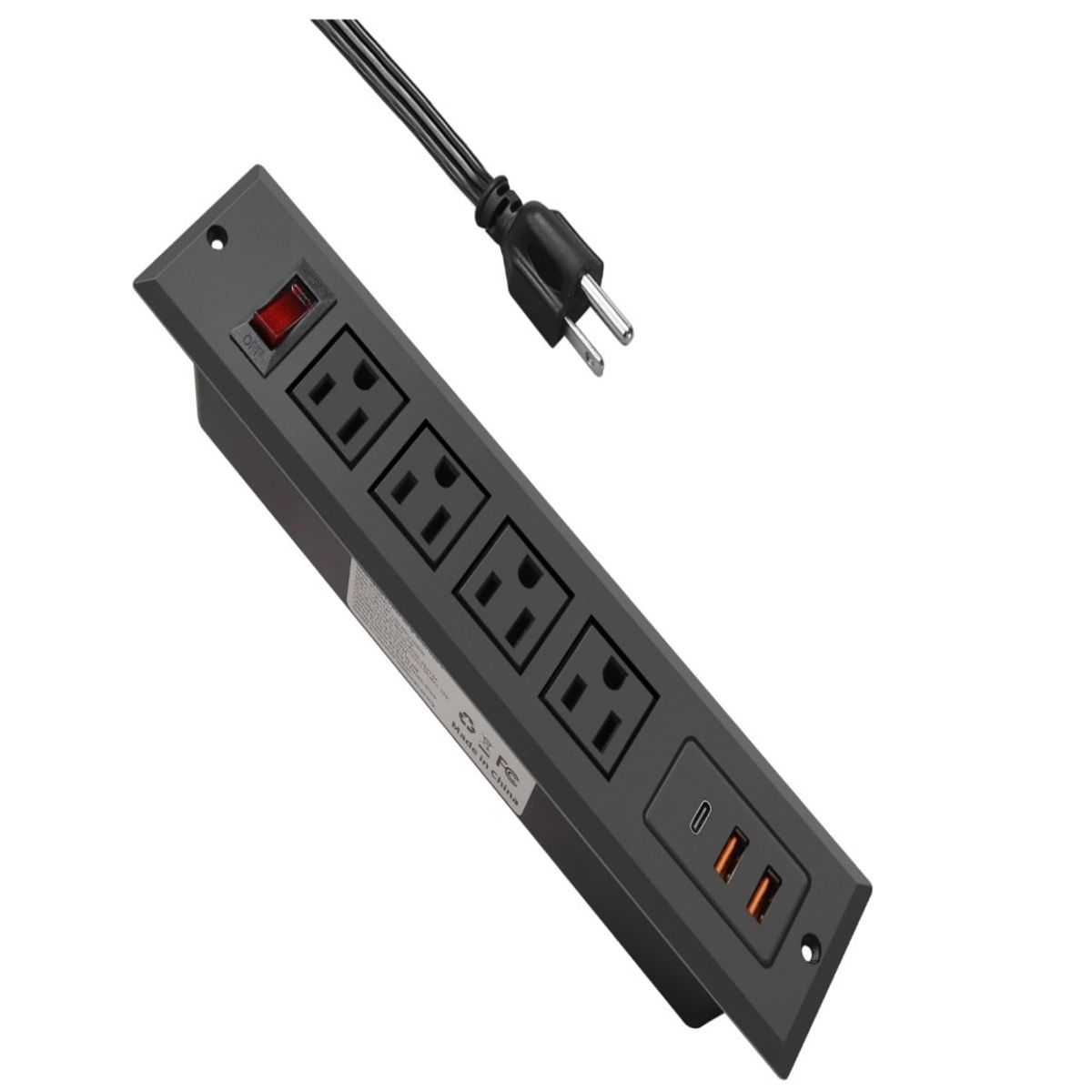 GENERICO - Tomacorriente Bayu empotrada para escritorio Negro