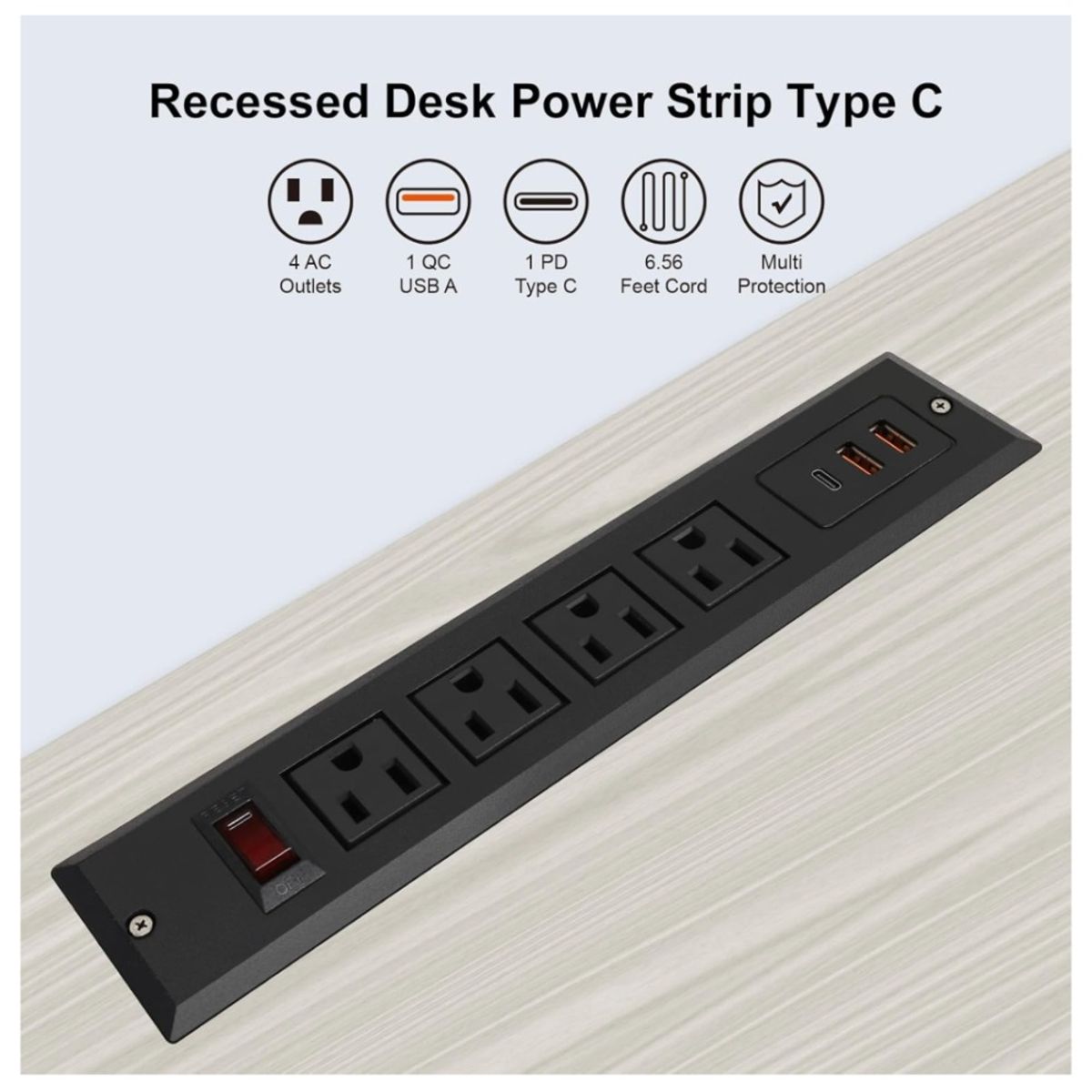 GENERICO - Tomacorriente Bayu empotrada para escritorio Negro