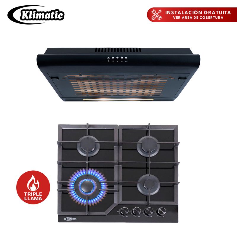 KLIMATIC - COMBO KLIMATIC COCINA A GAS ALESSIA + CAMPANA 60CN IWH101NE