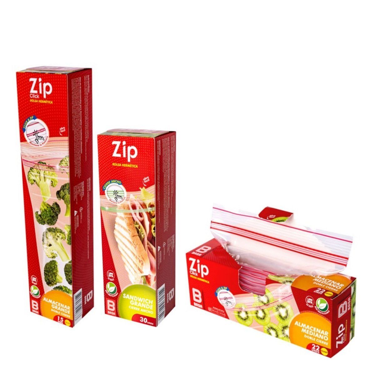 BASA - Set de 3 Paquetes de Bolsas Herméticas para Alimentos de la Lonchera - Basa