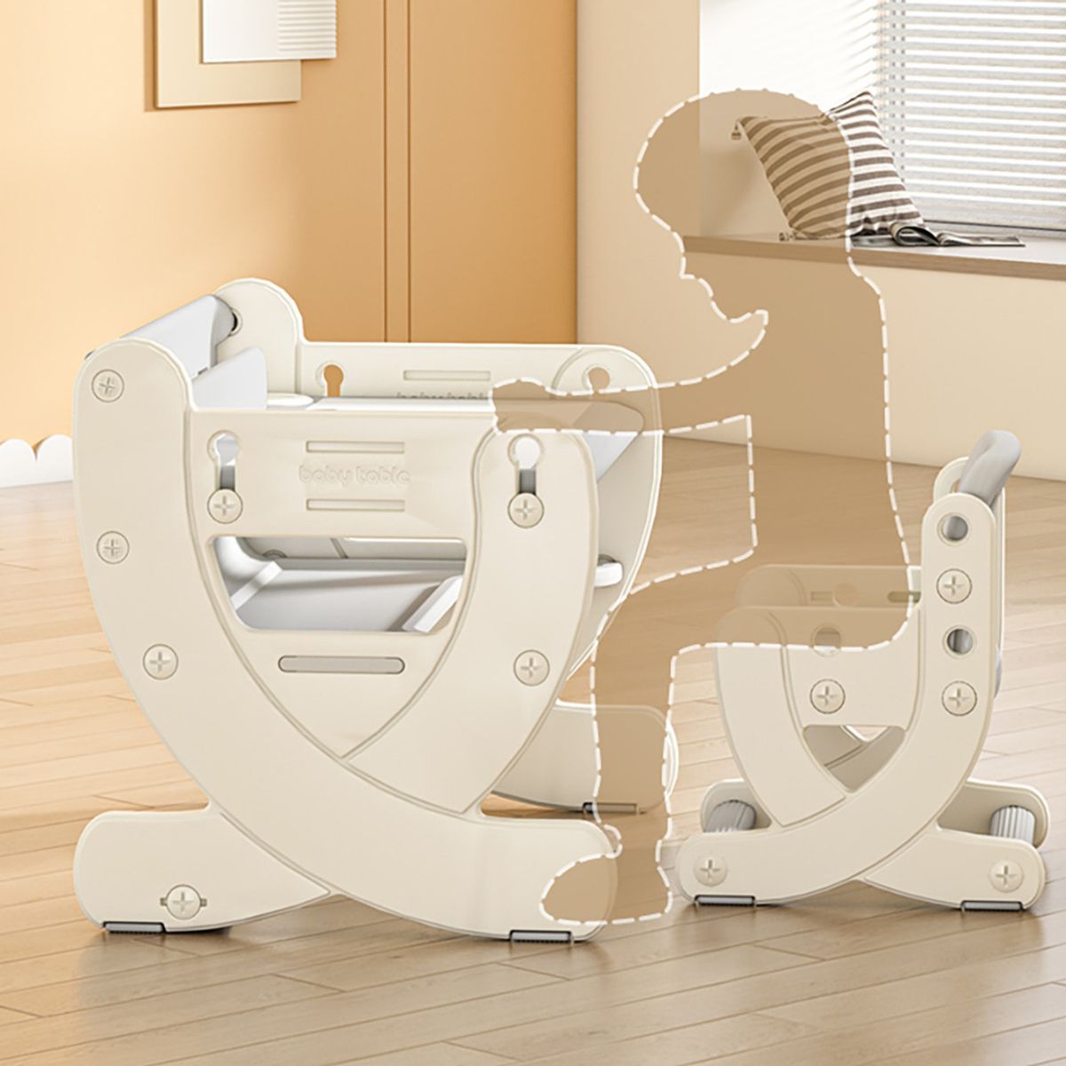 GENERICO - Escritorio montessori altura regulable con pizarra acrílica azul infantil