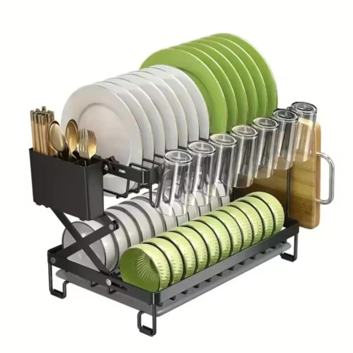 GENERICO - Escurridor de Platos de Cocina Organizador Plegable Soporte Utensilios