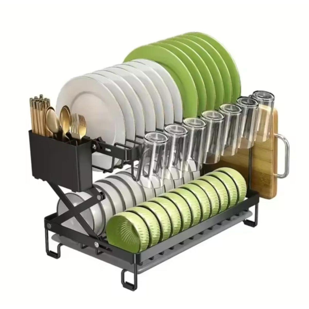 GENERICO - Escurridor de Platos de Cocina Organizador Plegable Soporte Utensilios
