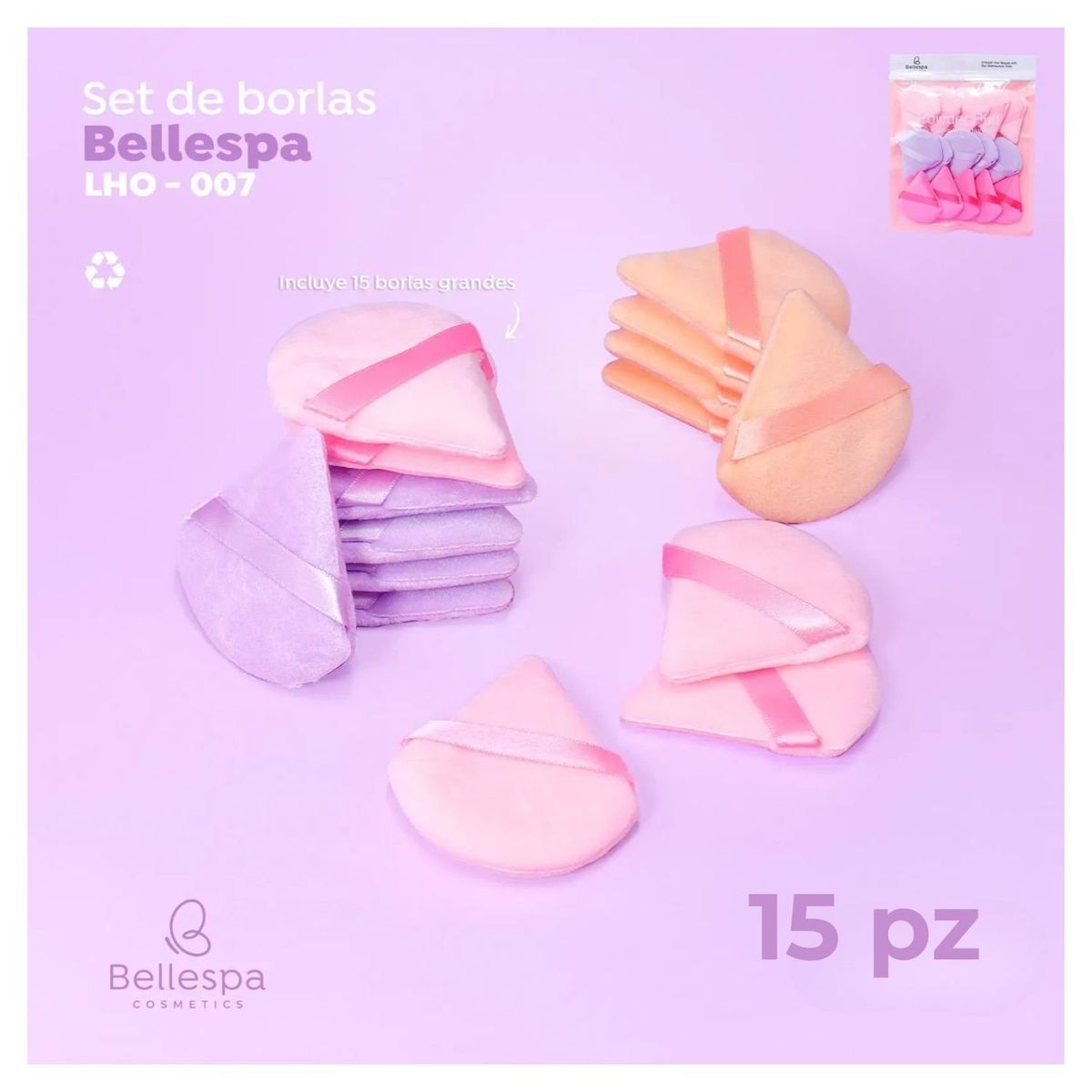 BELLE - Set de 15 Esponjas para Maquillaje Bellespa