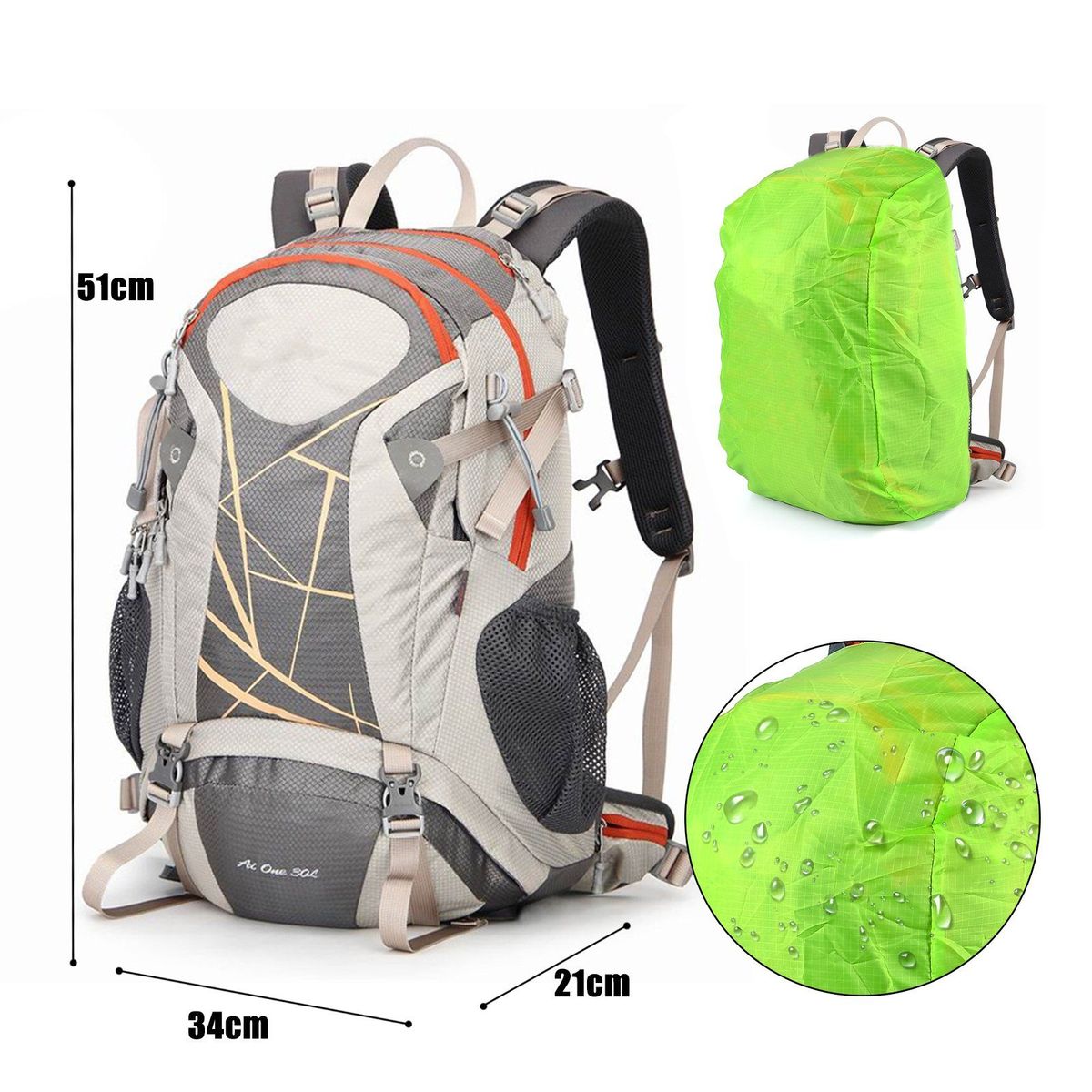 GENERICO - Mochila Outdoor Trekking de 30 Litros (Plomo) - AI ONE