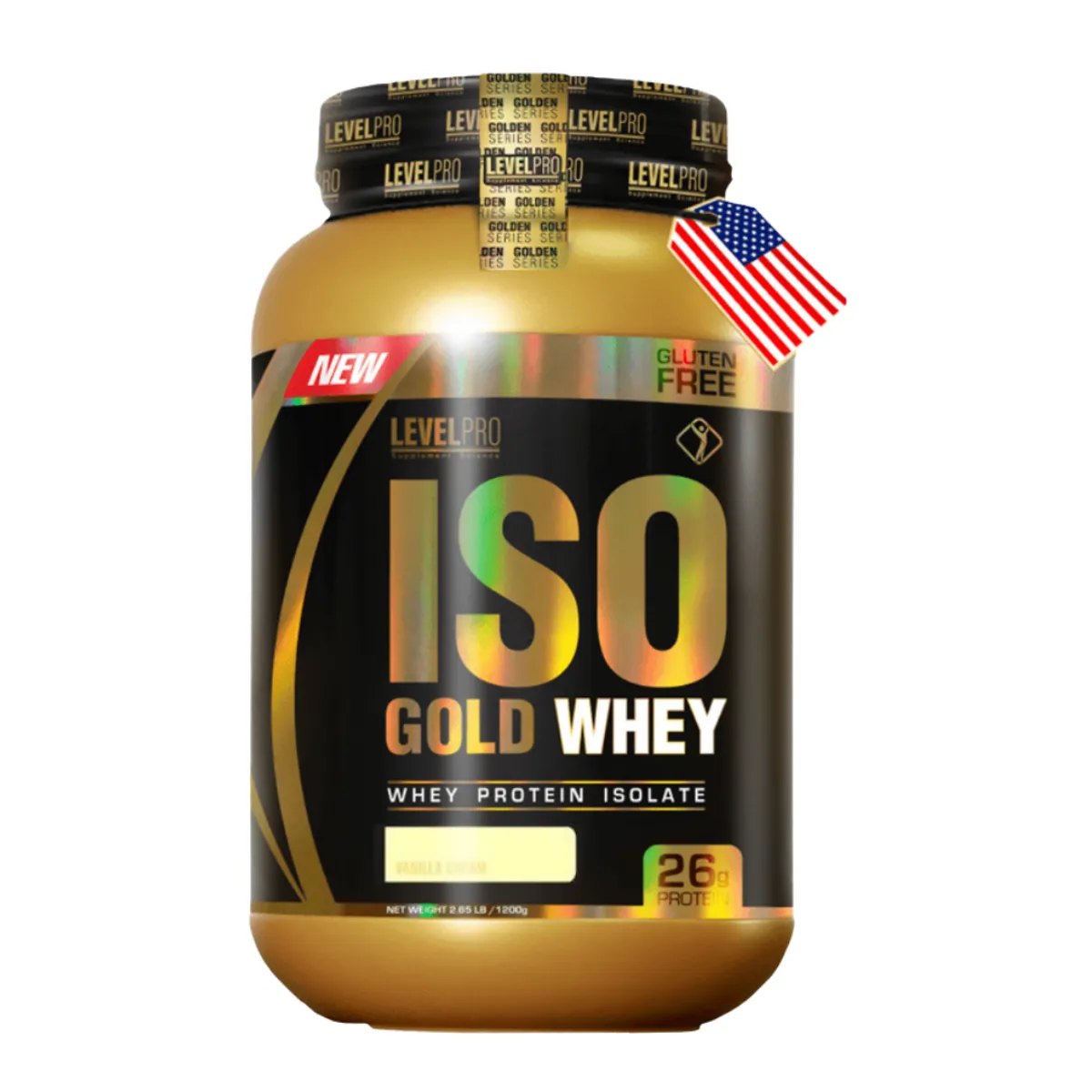 LEVEL PRO - PROTEÍNA ISO GOLD WHEY 1KG VAINILLA + SHAKER