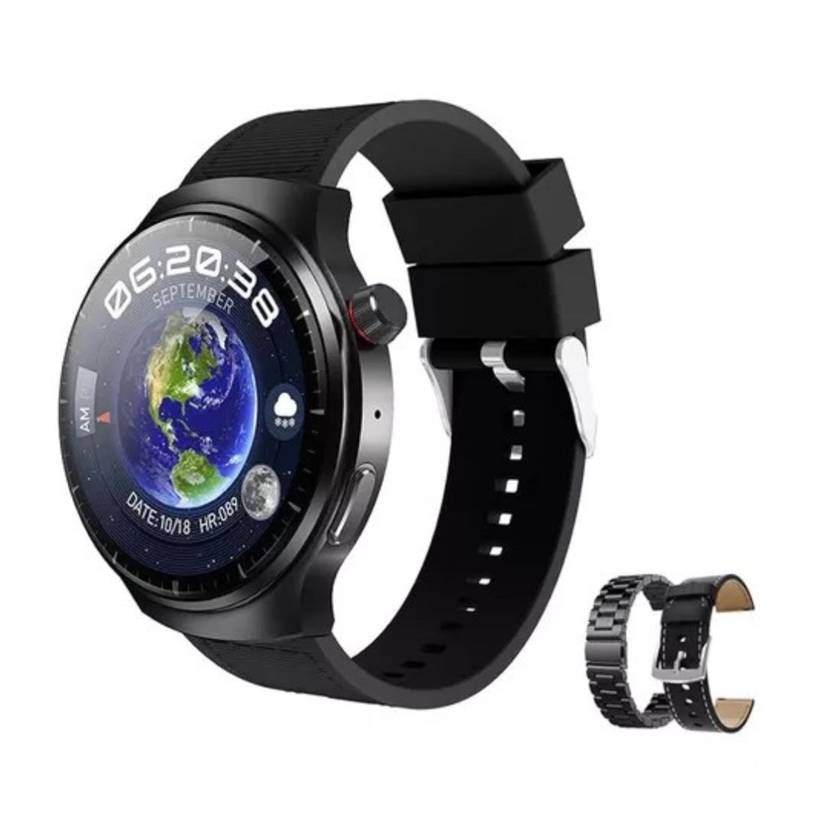 GENERICO - SMARTWATCH  HW6 MAX, AMOLED, VIENE 3 CORREAS DE METAL-CUERO-SILICONA