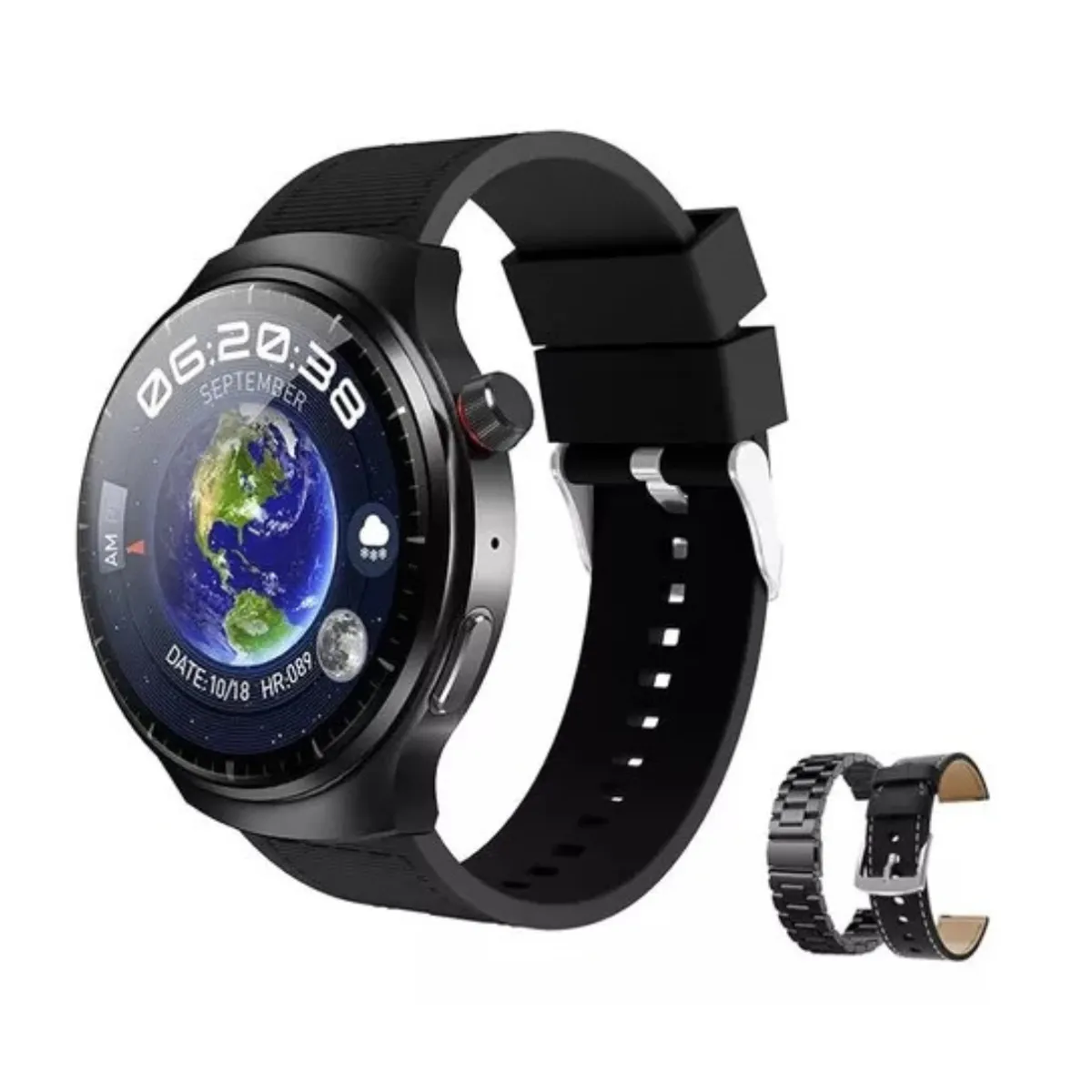 GENERICO - SMARTWATCH  HW6 MAX, AMOLED, VIENE 3 CORREAS DE METAL-CUERO-SILICONA