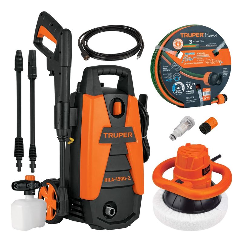 TRUPER - Hidrolavadora 1500 psi Truper + pulidora orbital Black & Decker