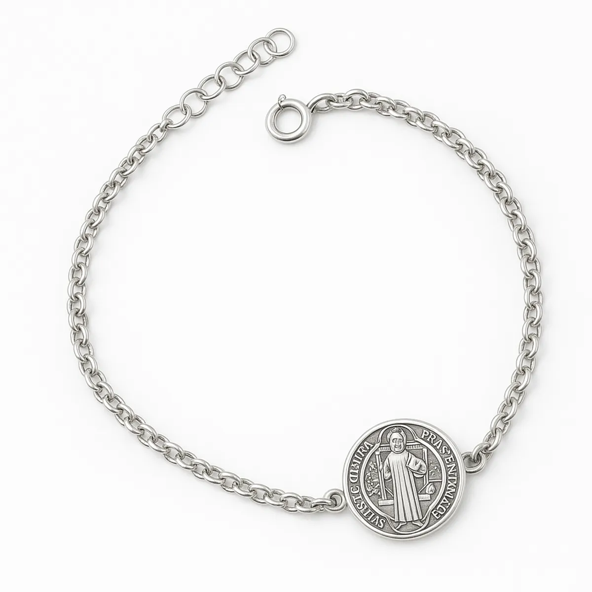 GENERICO - Pulsera San Benito Mujer Plata Bendecido