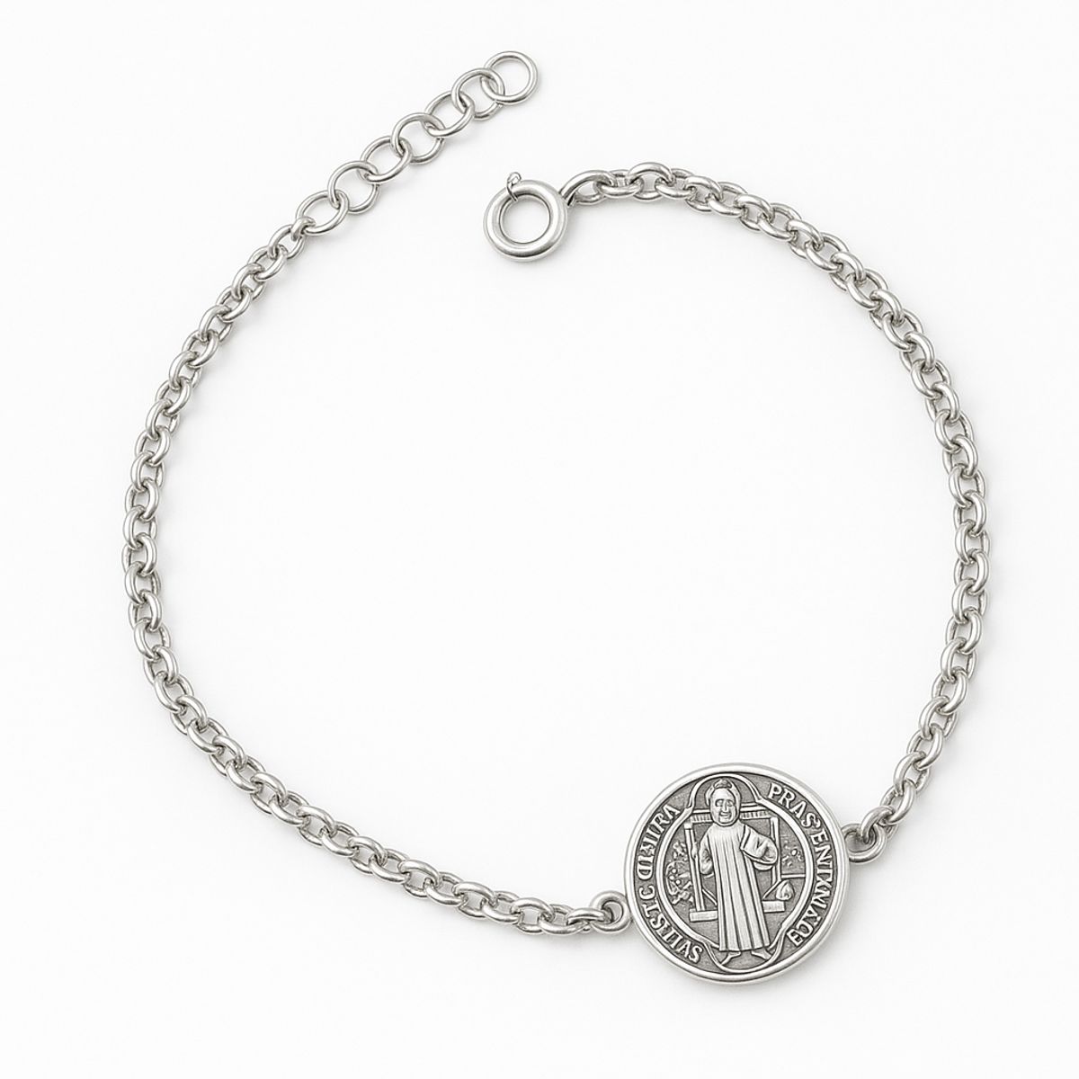 GENERICO - Pulsera San Benito Mujer Plata Bendecido