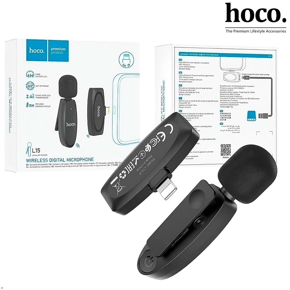 HOCO - Micrófono Hoco L15 Inalámbrico conector Lightning Microfono