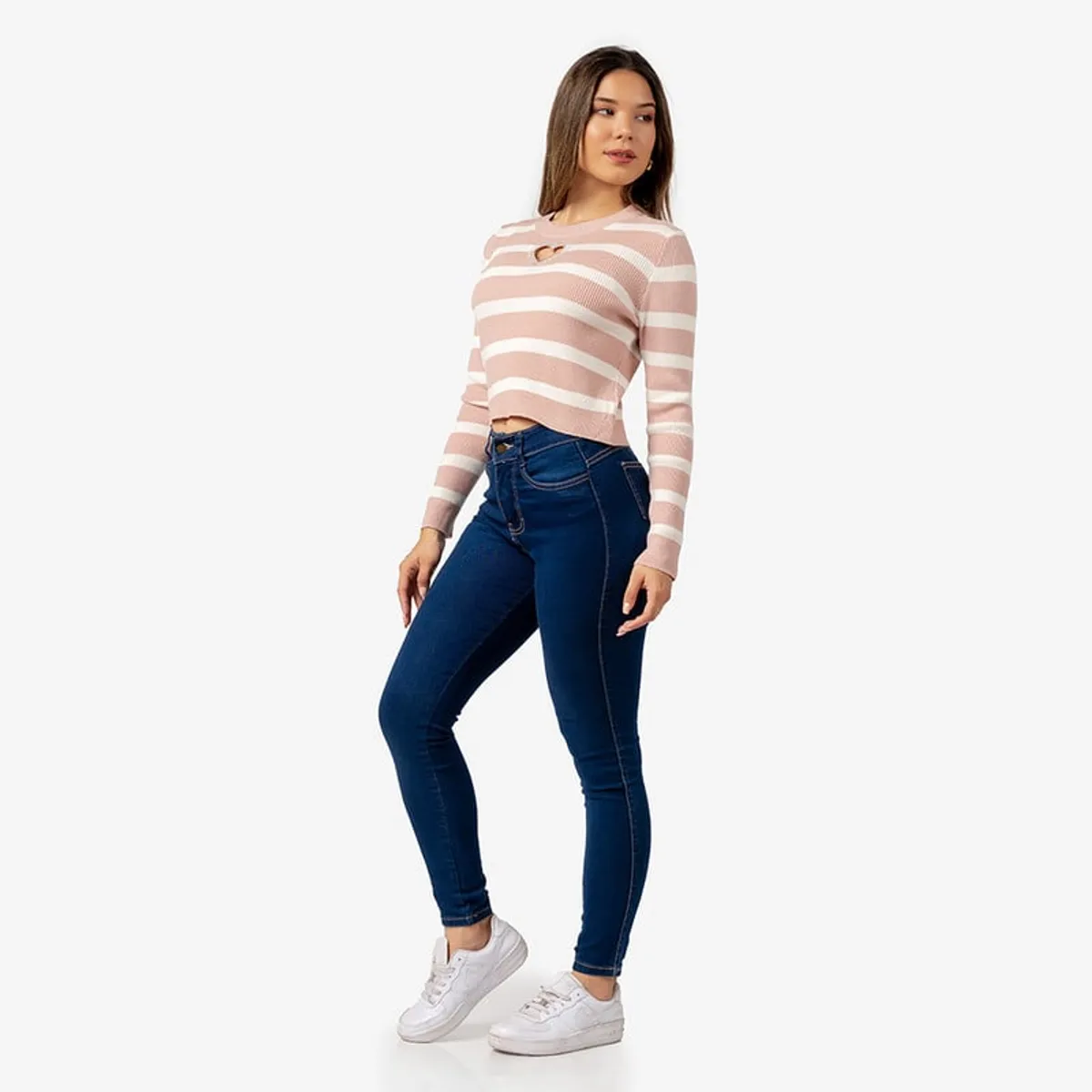 INDEMA - Chompa Casual Corazón de Cashemira Color Palo Rosa