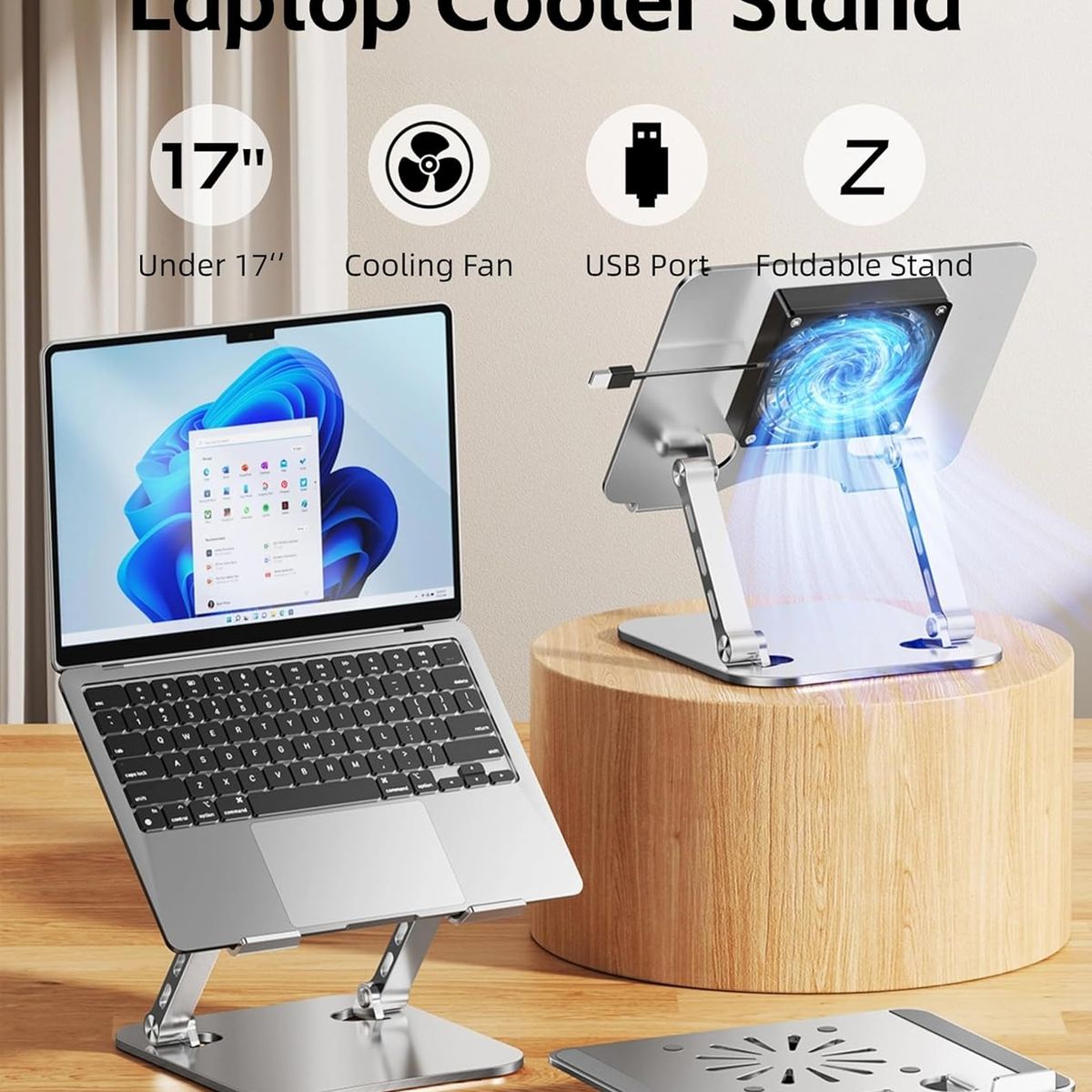 OEM - Soporte de Aluminio con Ventilador para Laptop Tablet