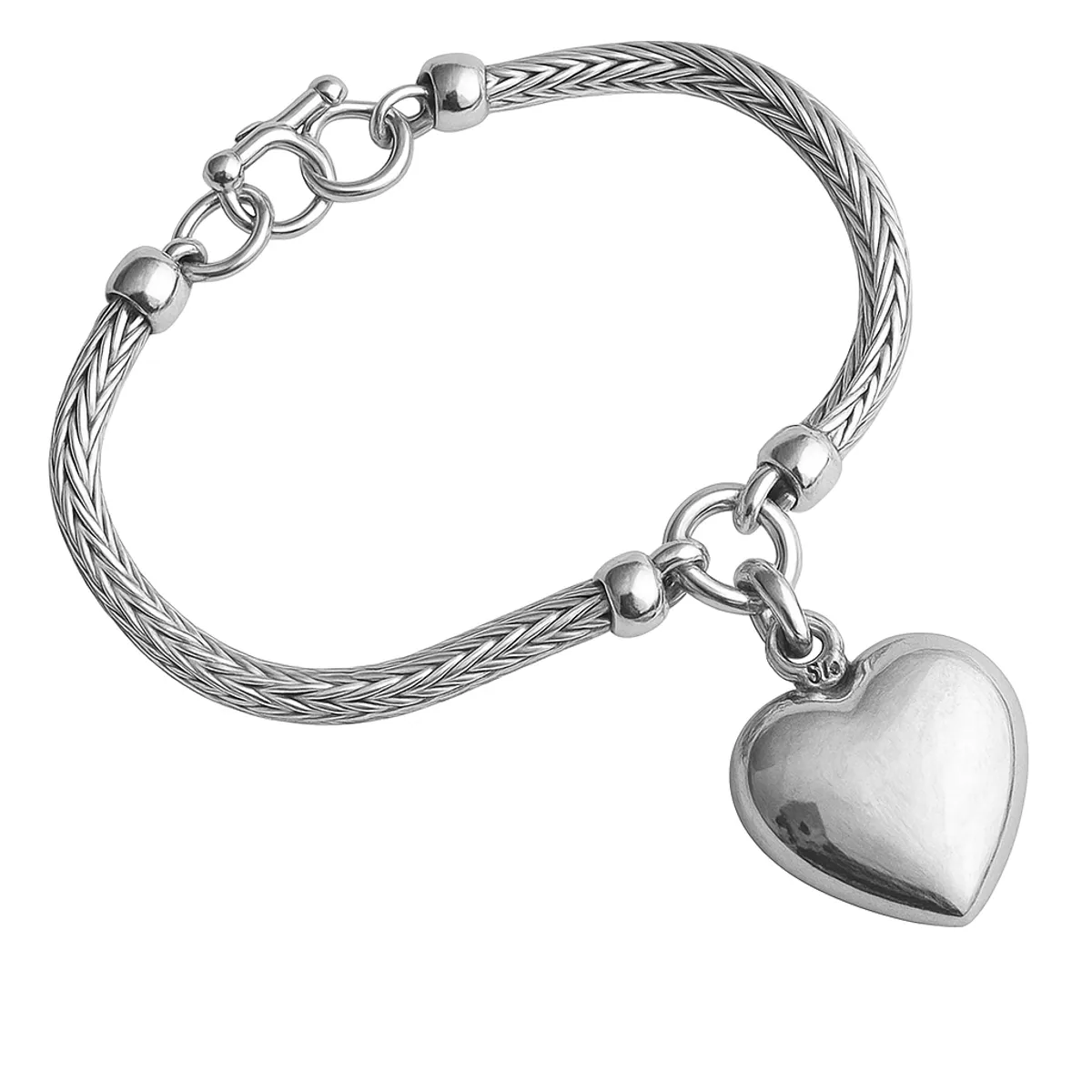 GENERICO - Pulsera Cordón Corazón Plata mujer chuncky