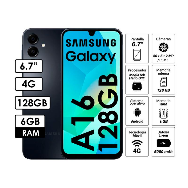 SAMSUNG - Celular Samsung Galaxy A16 4G 6GB 128GB Negro