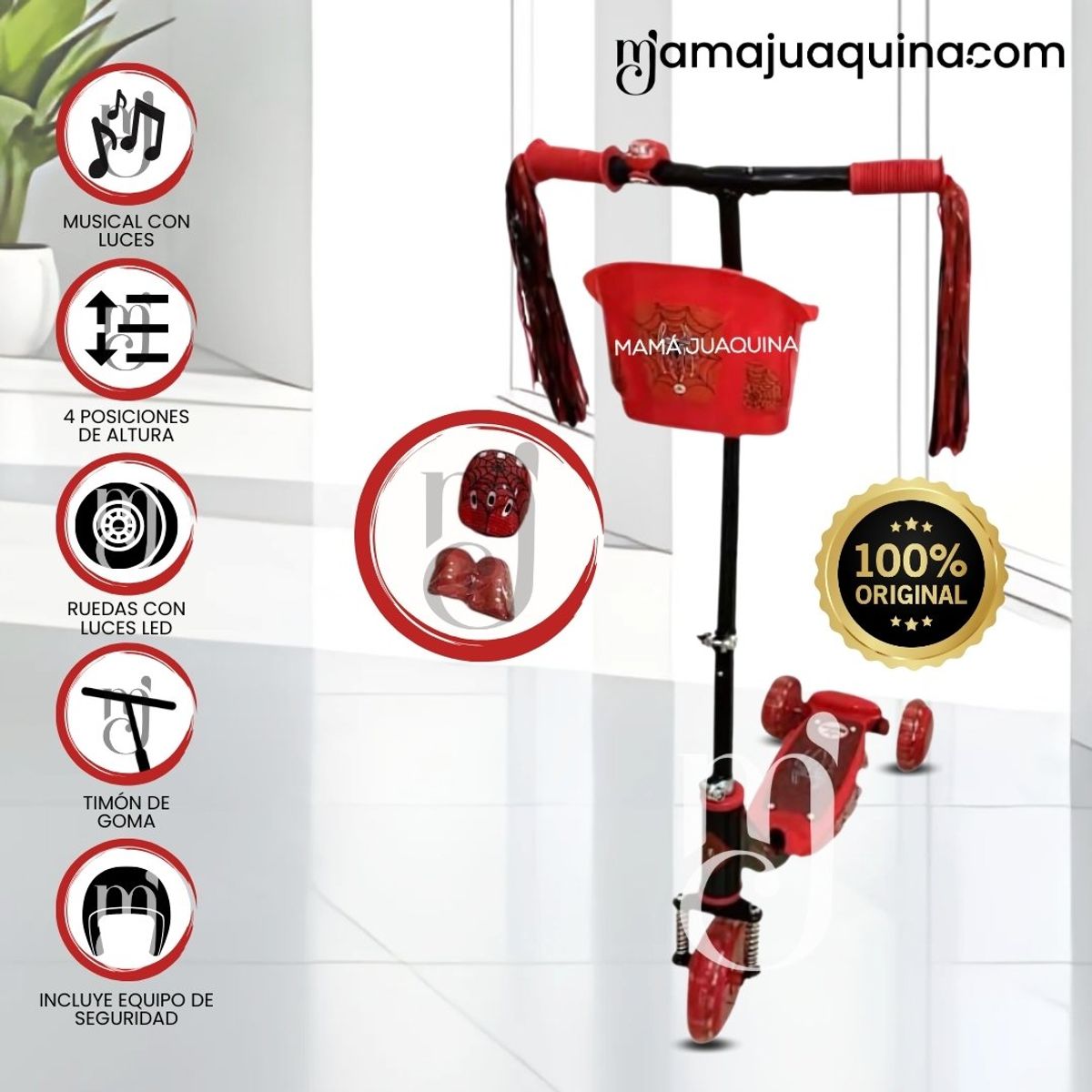 KIDS - Scooter para Niños con Kit de Protección «FUNNY RIDE» Red