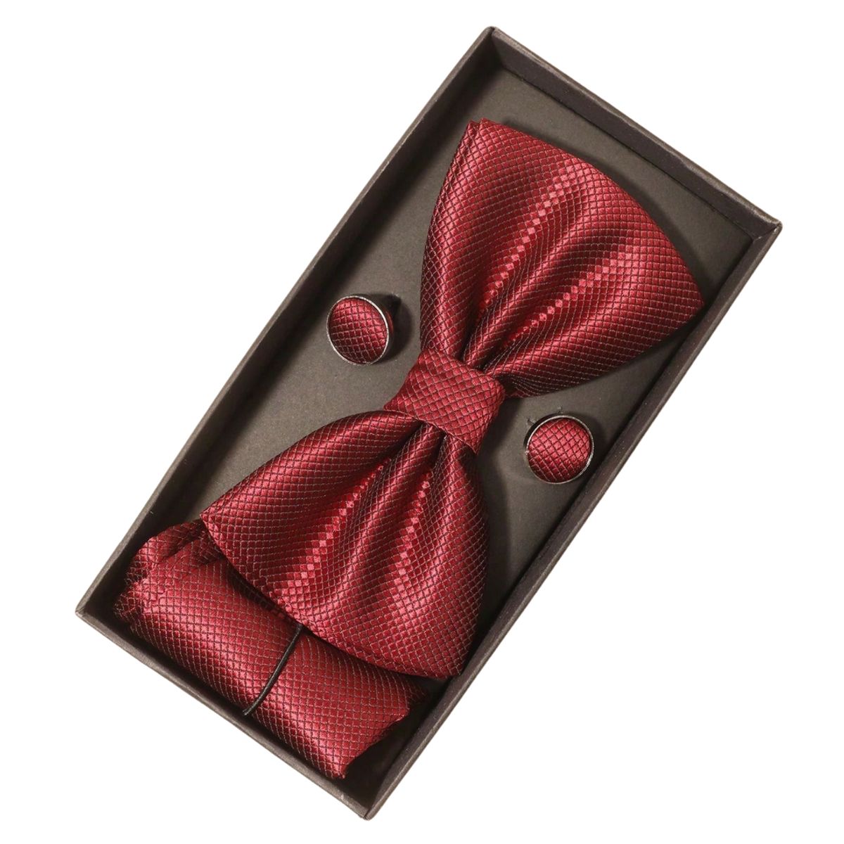 KAST PE - Set Houston Corbata Michi Pañuelo y Gemelos  Burgundy