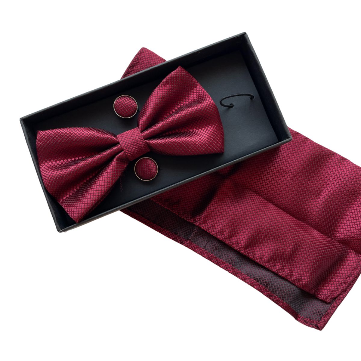 KAST PE - Set Houston Corbata Michi Pañuelo y Gemelos  Burgundy