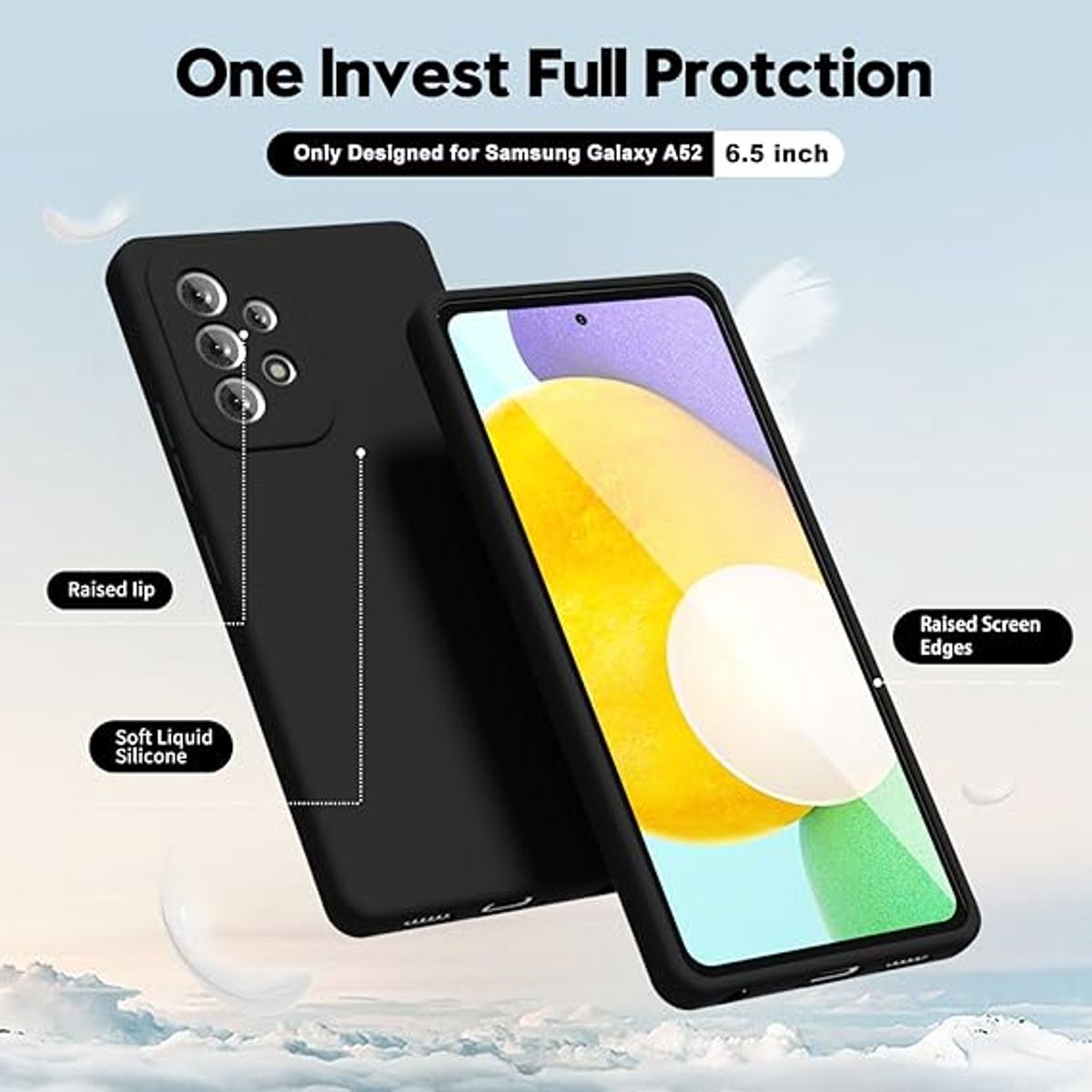 GENERICO - Case Protector para Samsung A52 Silicona Negro