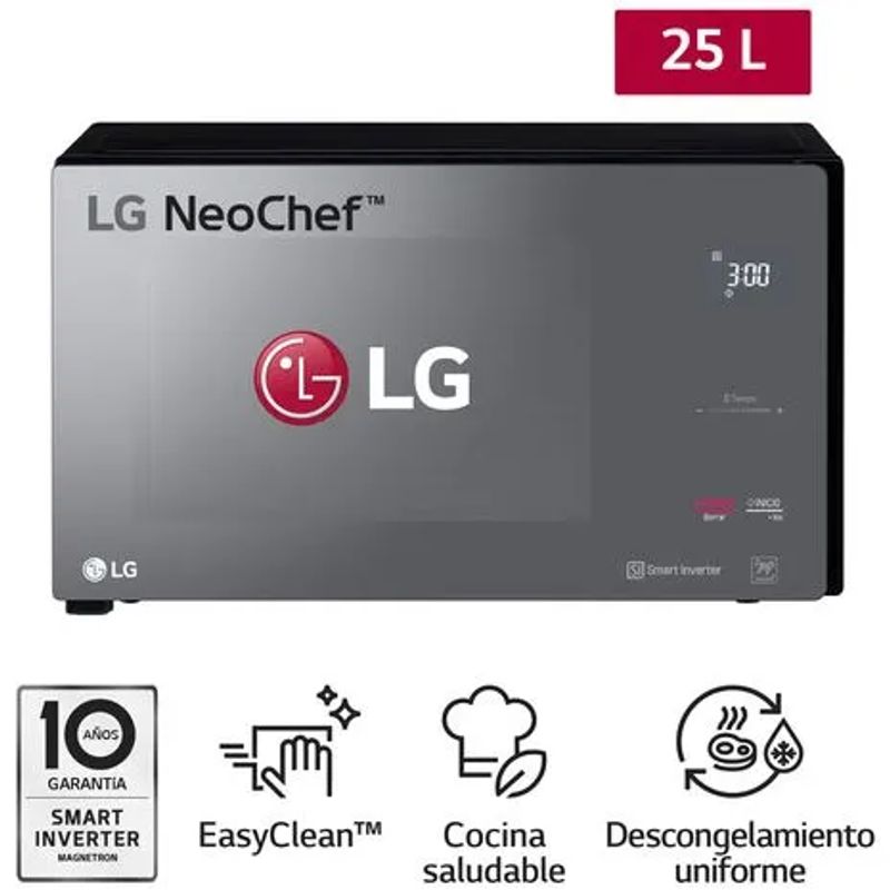 LG - Horno Microondas 25 litros con EasyClean Black LG MS2596DIR