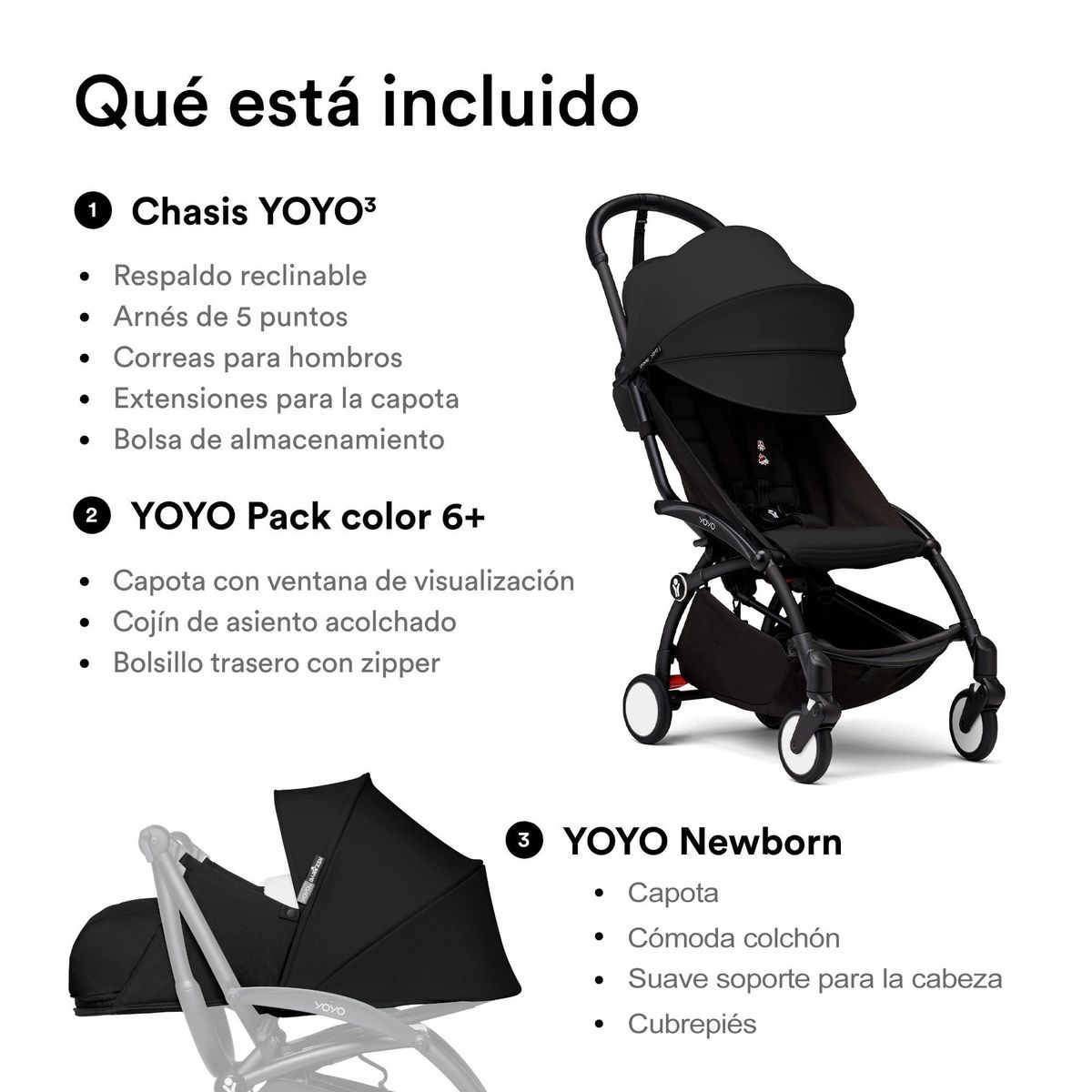 STOKKE - COCHE STOKKE YOYO³ COMPLETO CHASIS NEGRO NEWBORN