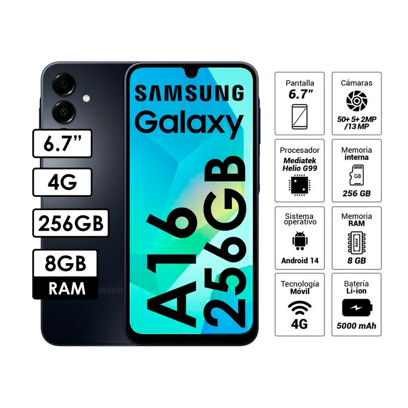 SAMSUNG - Celular Samsung Galaxy A16 4G 8GB RAM 256GB Negro
